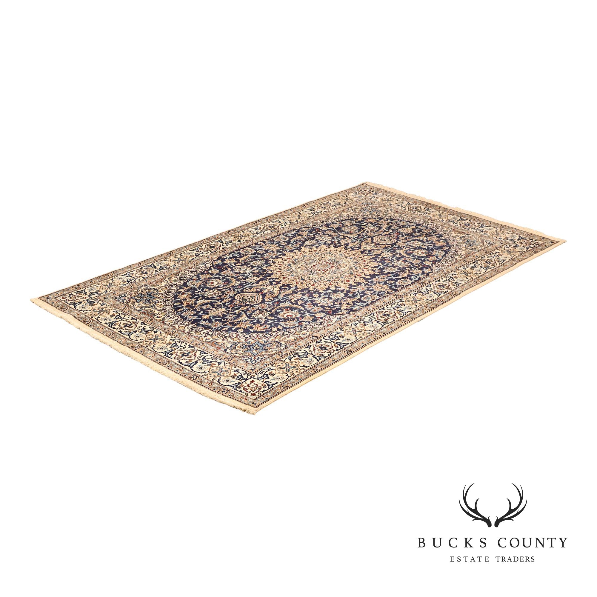 Handwoven Wool Curvilinear Medallion 6.4' x 10.75' Rug