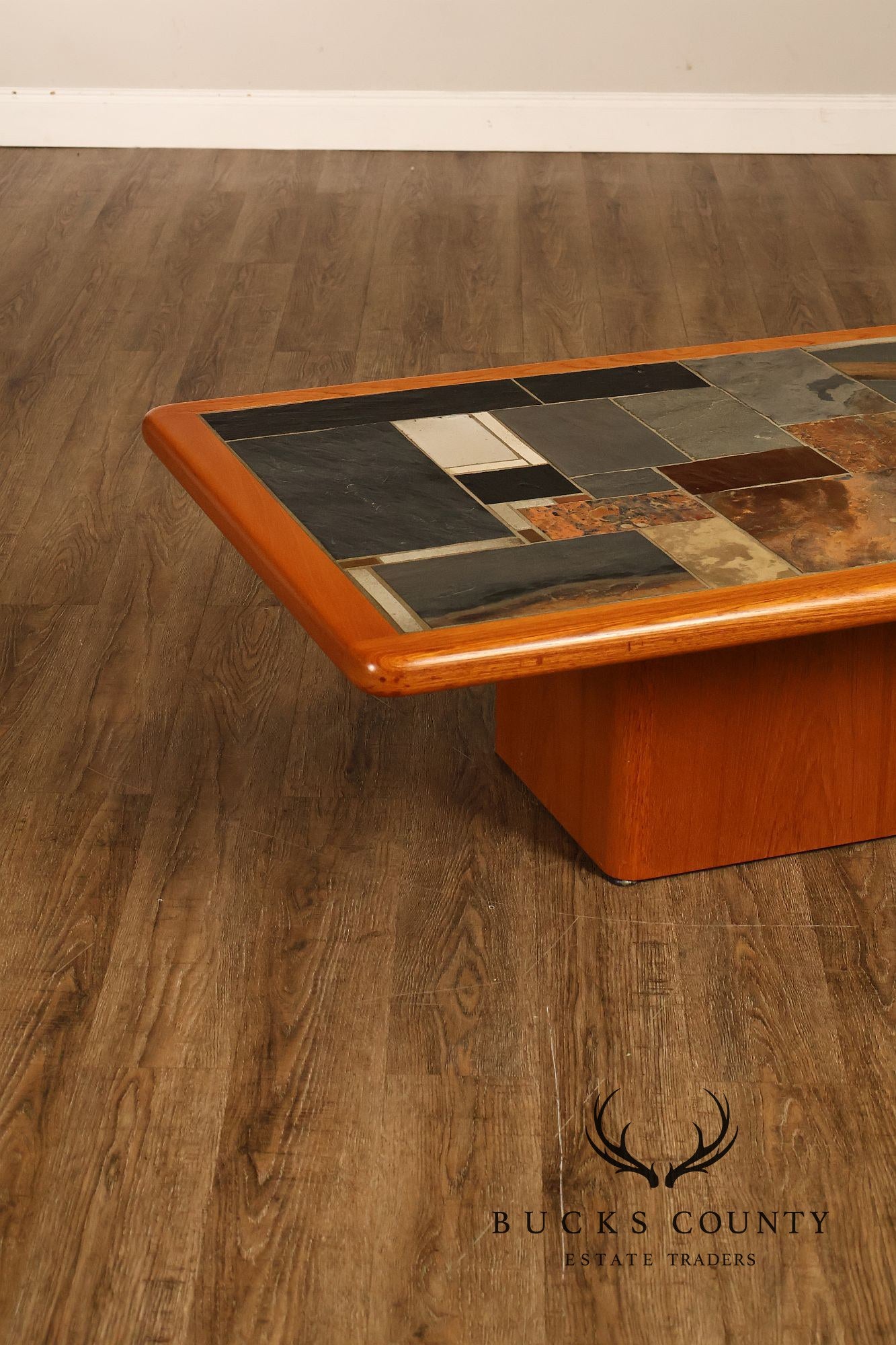 Sallingboe Jelling Danish Modern Teak And Slate Top Coffee Table
