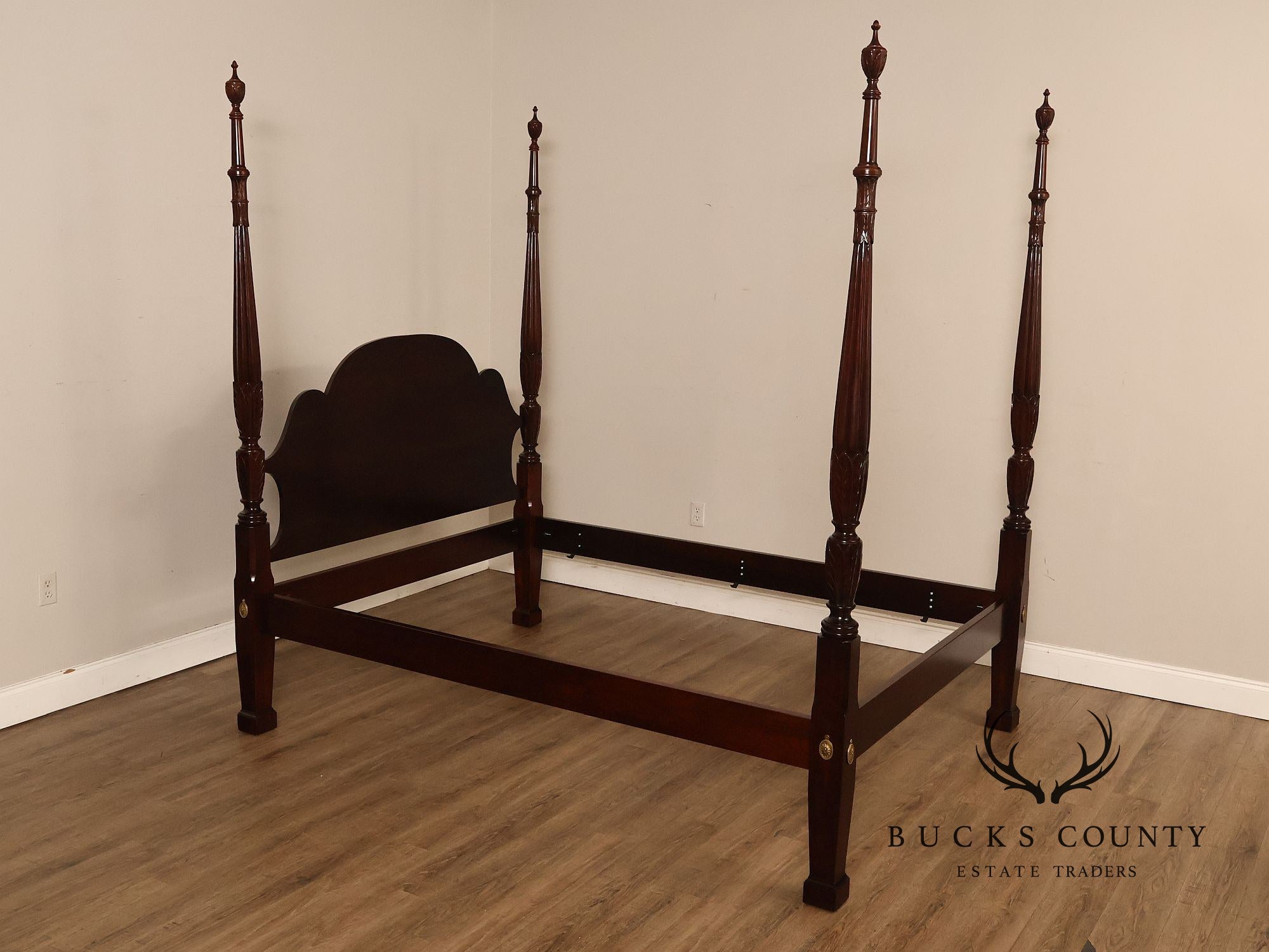 Statton Furniture Cherry Queen Tobacco Leaf Poster Bed