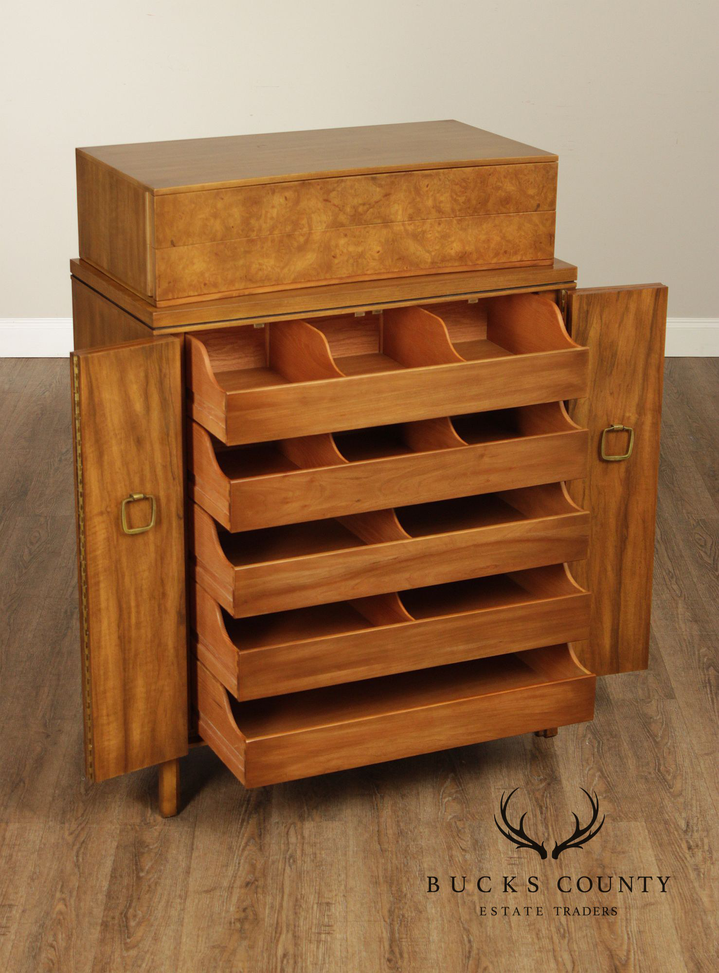 Widdicomb Mid-Century Modern Walnut & Burl Gentleman’s Chest