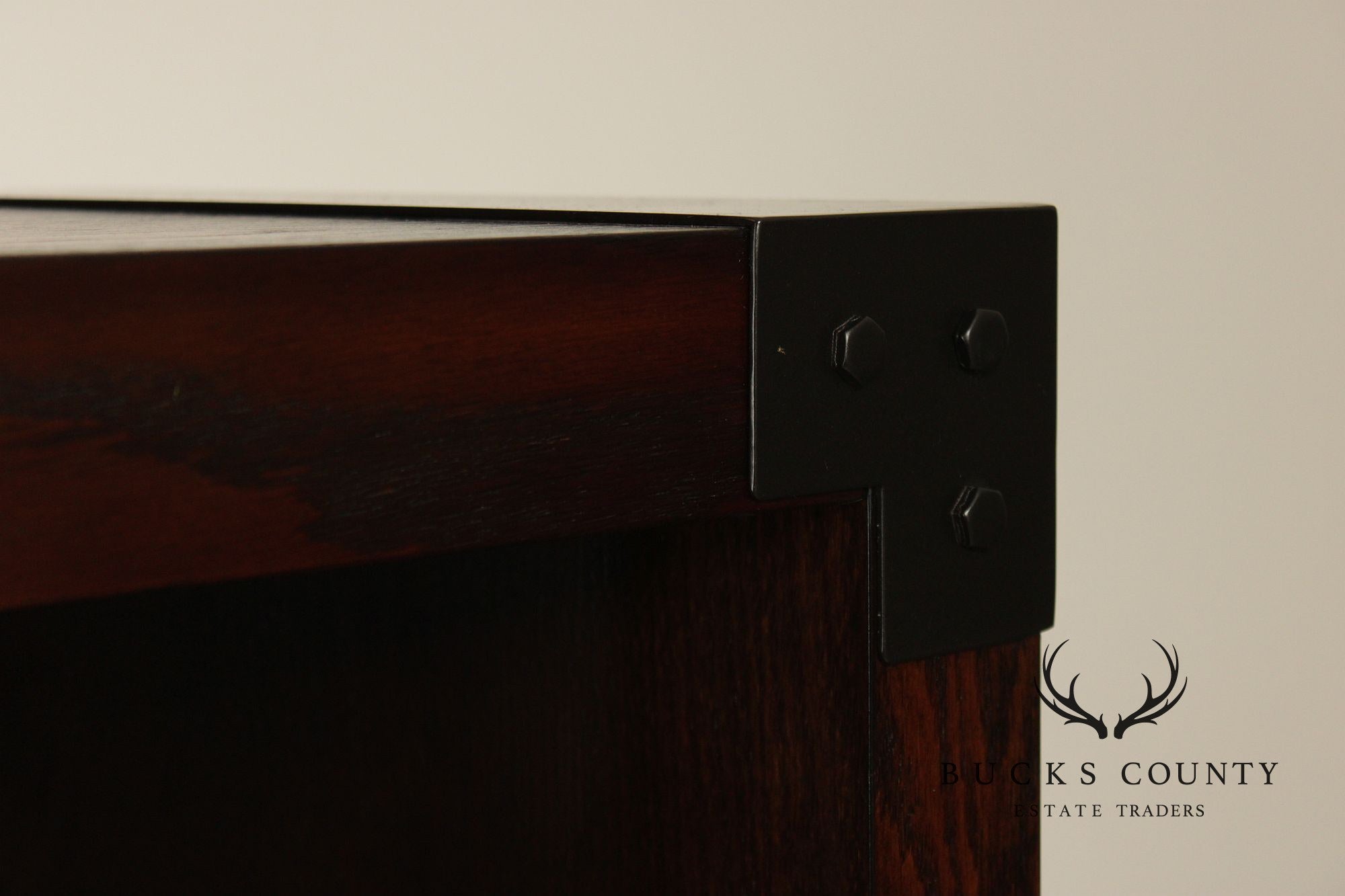 Contemporary Pair Of Open Display Bookcases In Dark Wood