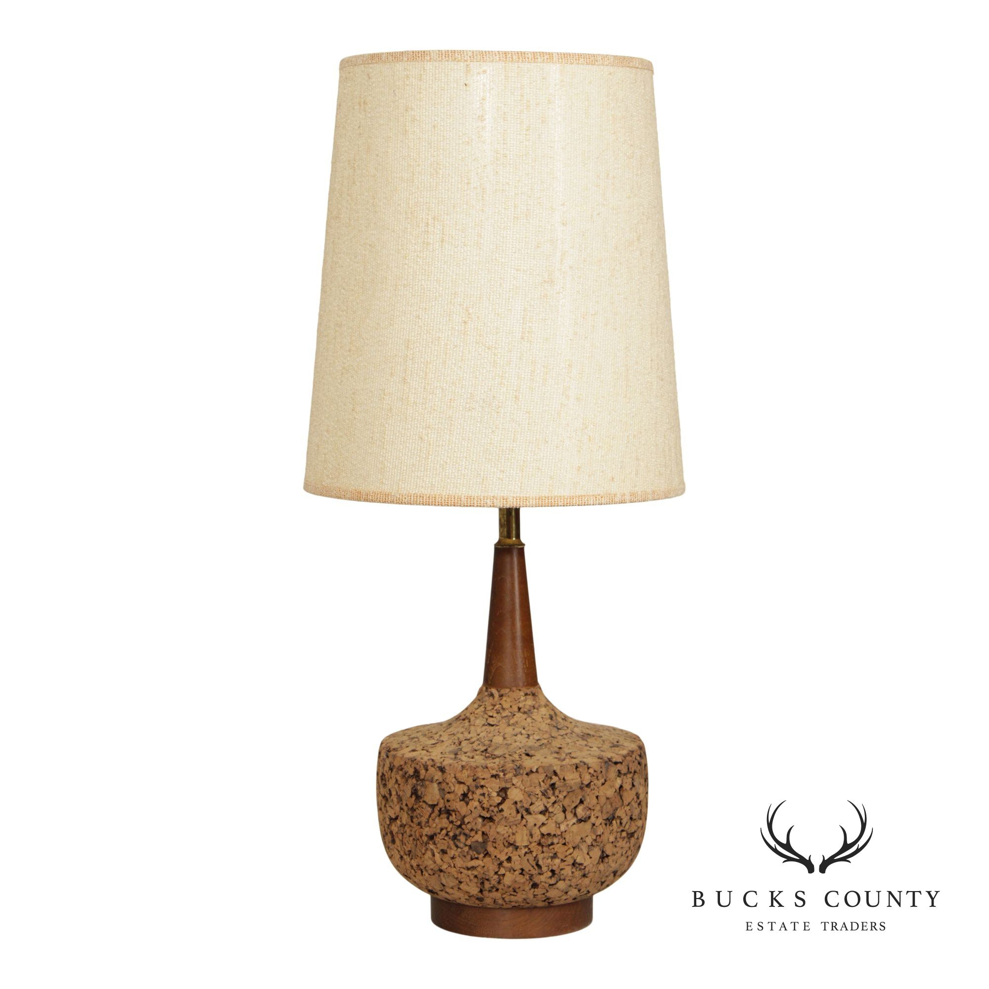 Mid Century Modern Cork Table Lamp