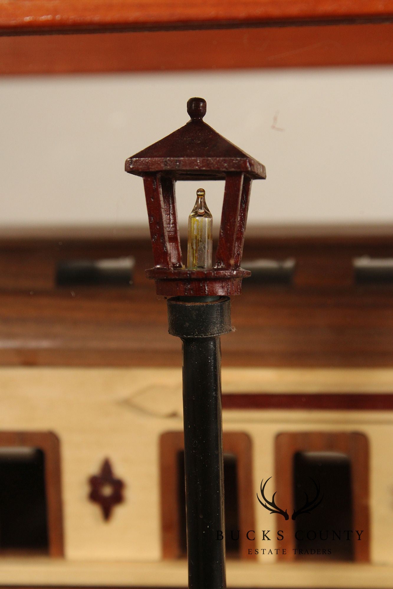 Philip Jacoby Carved Wood Model Train in Display Case