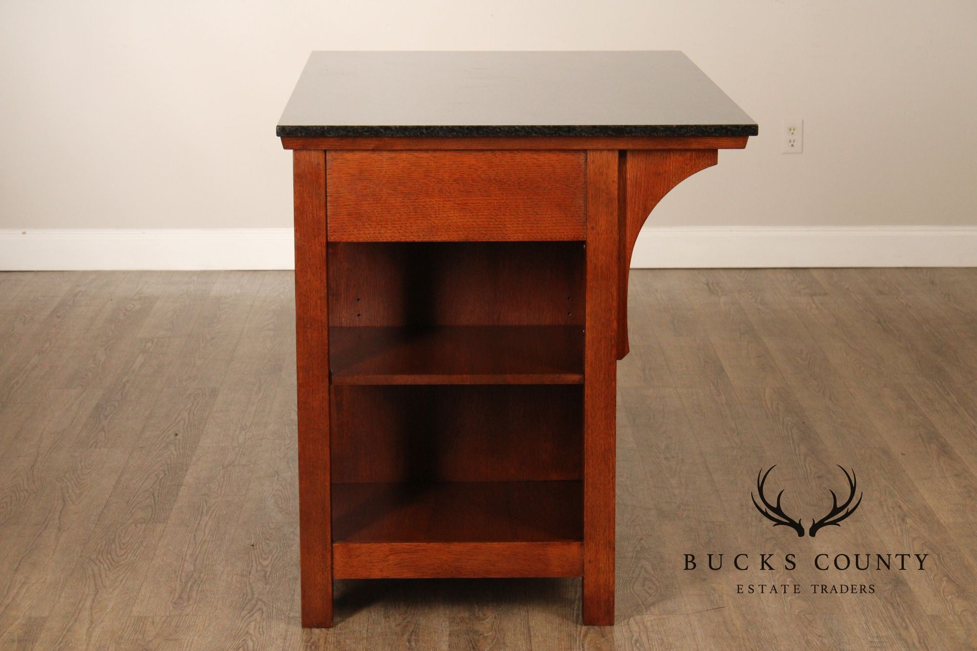 Stickley Mission Collection Granite Top Oak Kitchen Island