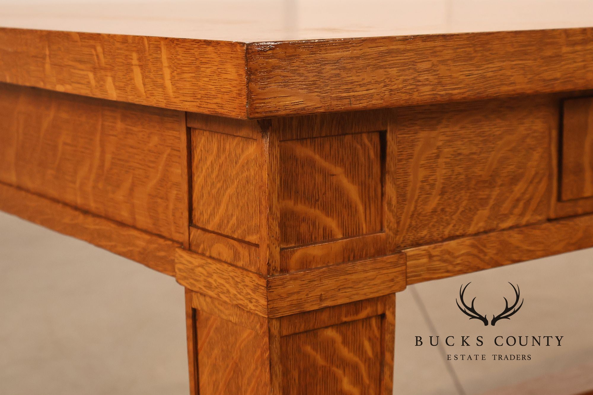 Arts & Crafts Style Large Oak Library Table