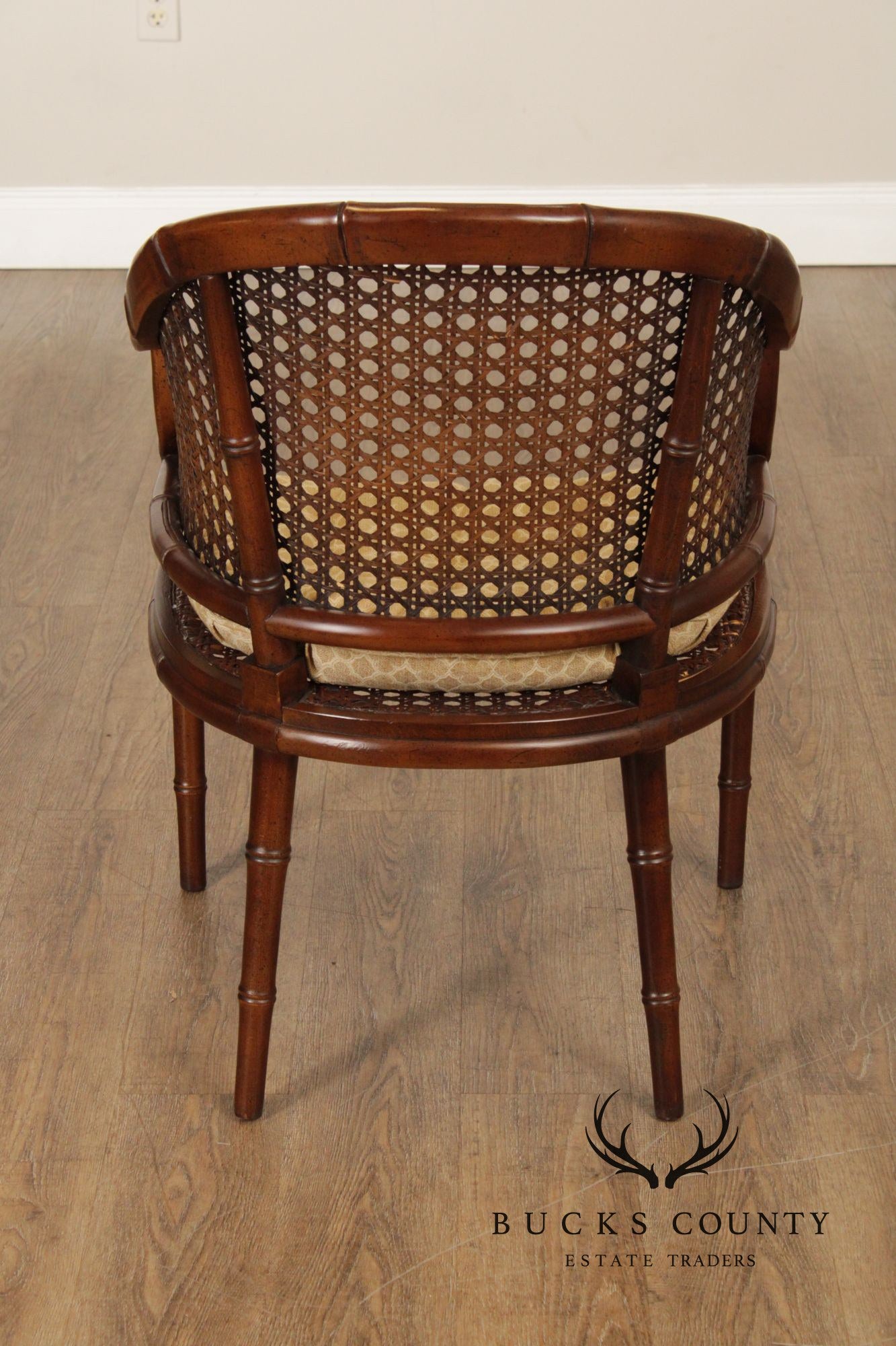 Hollywood Regency Caned Faux Bamboo Armchair