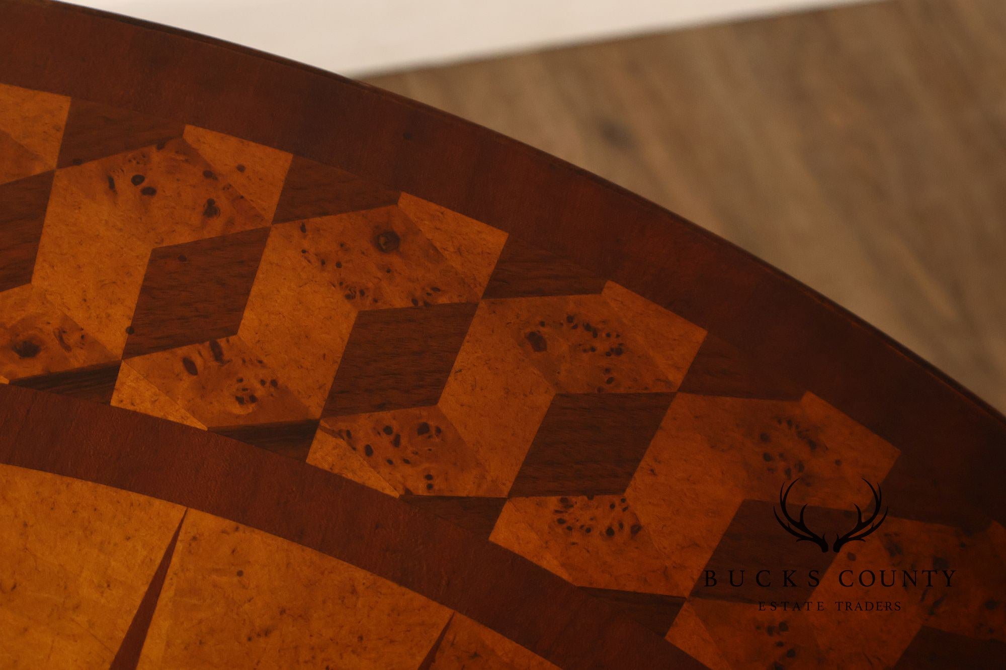 Maitland Smith Inlaid Demilune Console Games Table