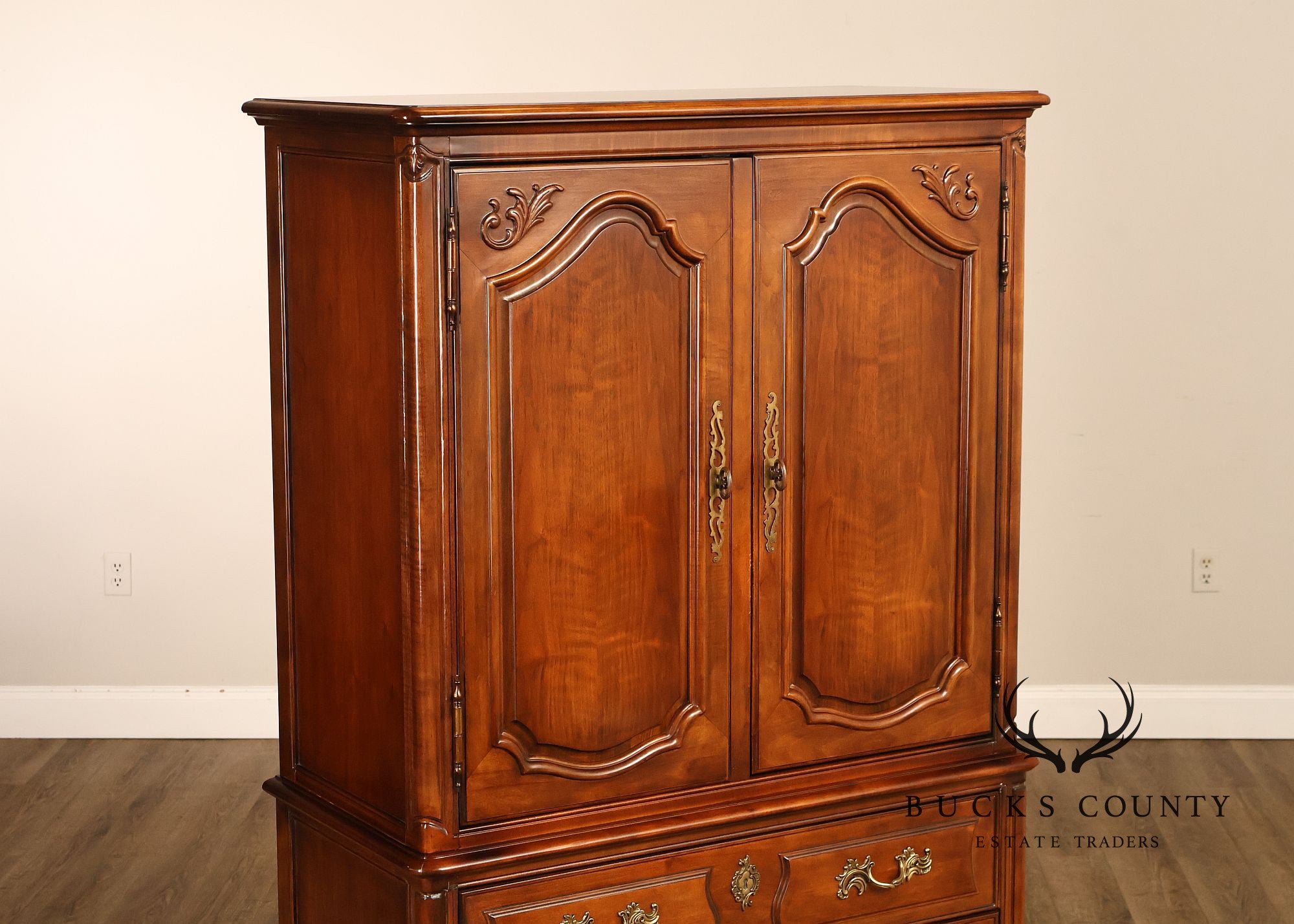 Henredon French Country Style Walnut Armoire