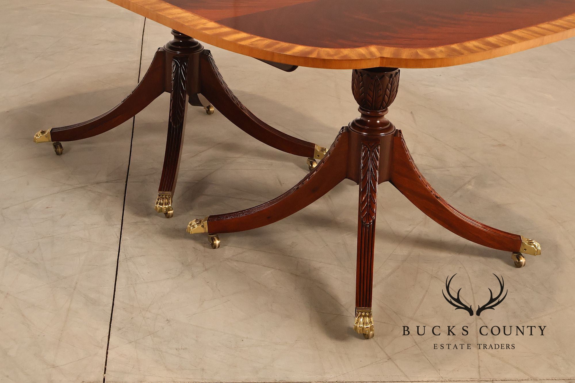 Councill Furniture Banded Mahogany Double Pedestal Dining Table