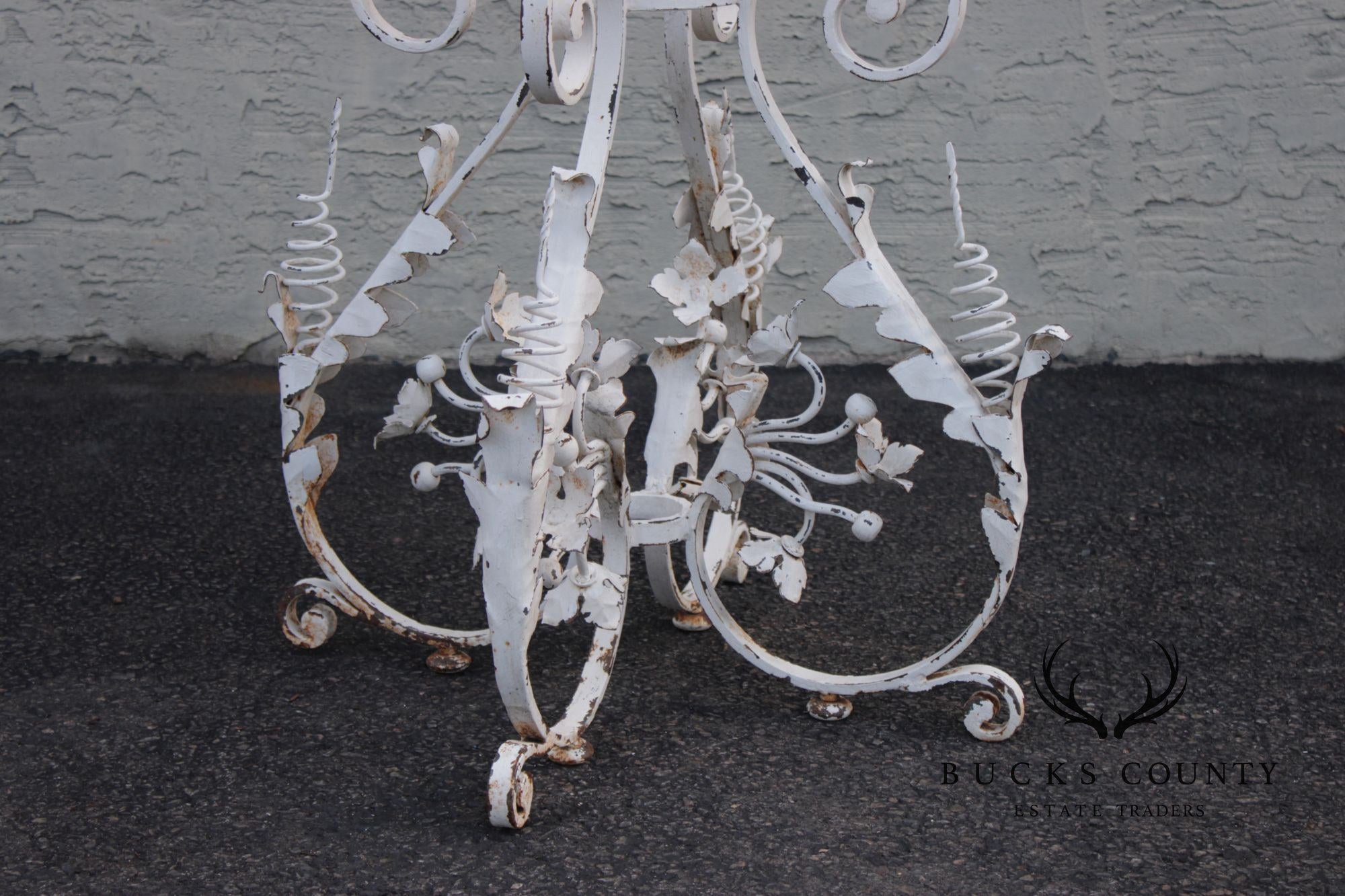 Vintage Italian Style Painted Wrought Iron Garden Plant Stand or Table Base