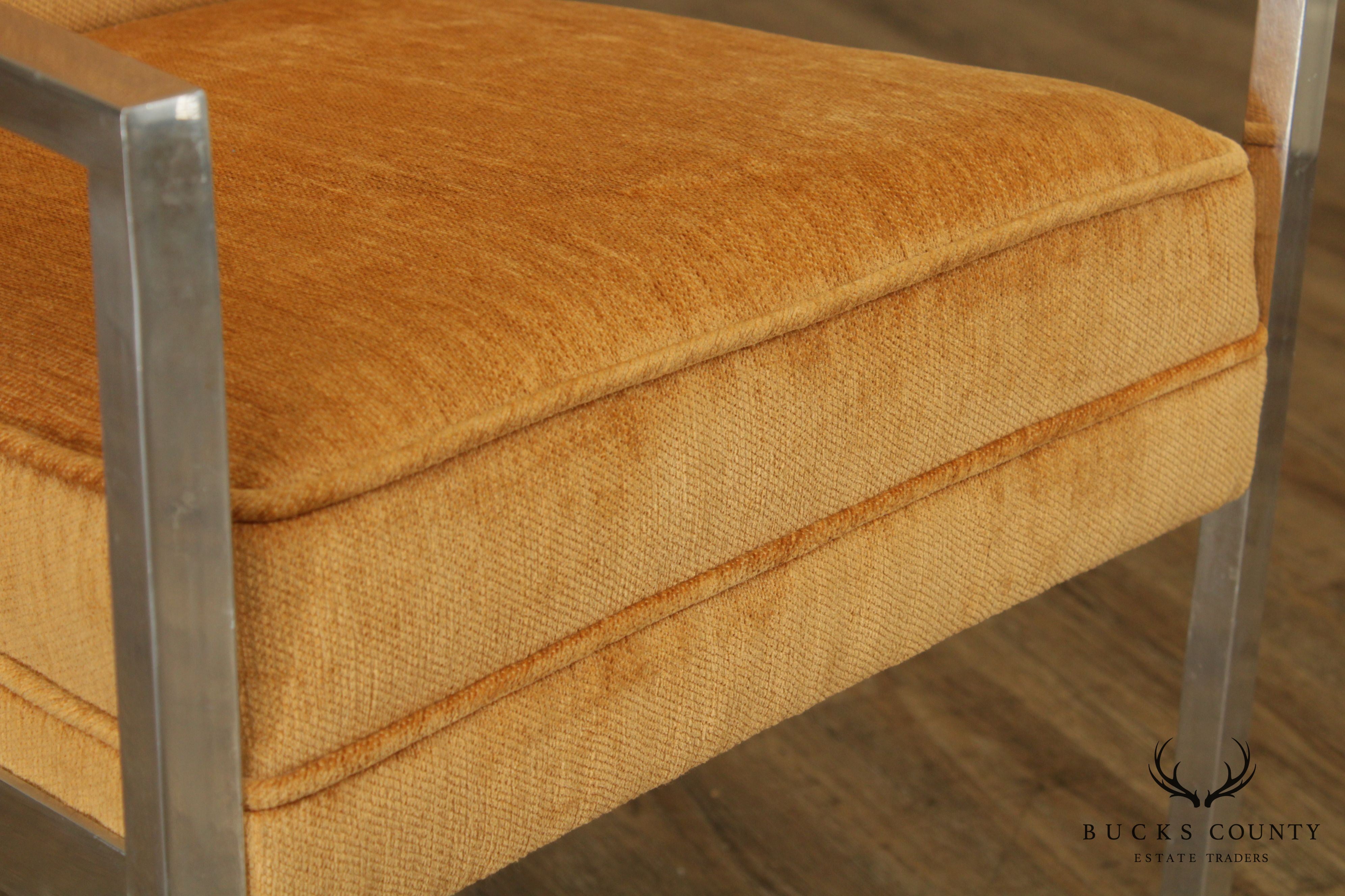 Mid Century Modern Aluminum Frame Upholstered Armchair