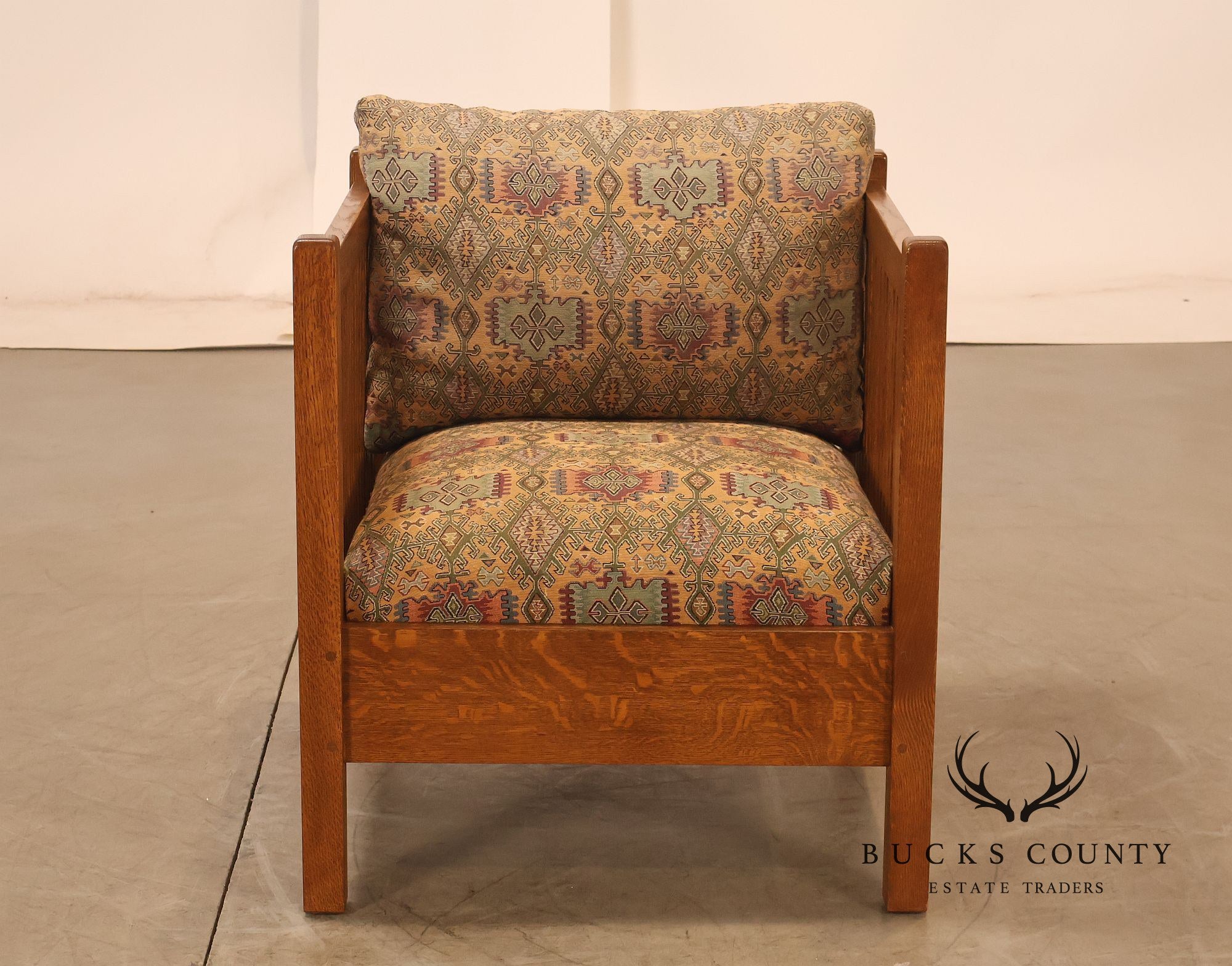 Stickley Mission Collection Oak Spindle Cube Lounge Chair