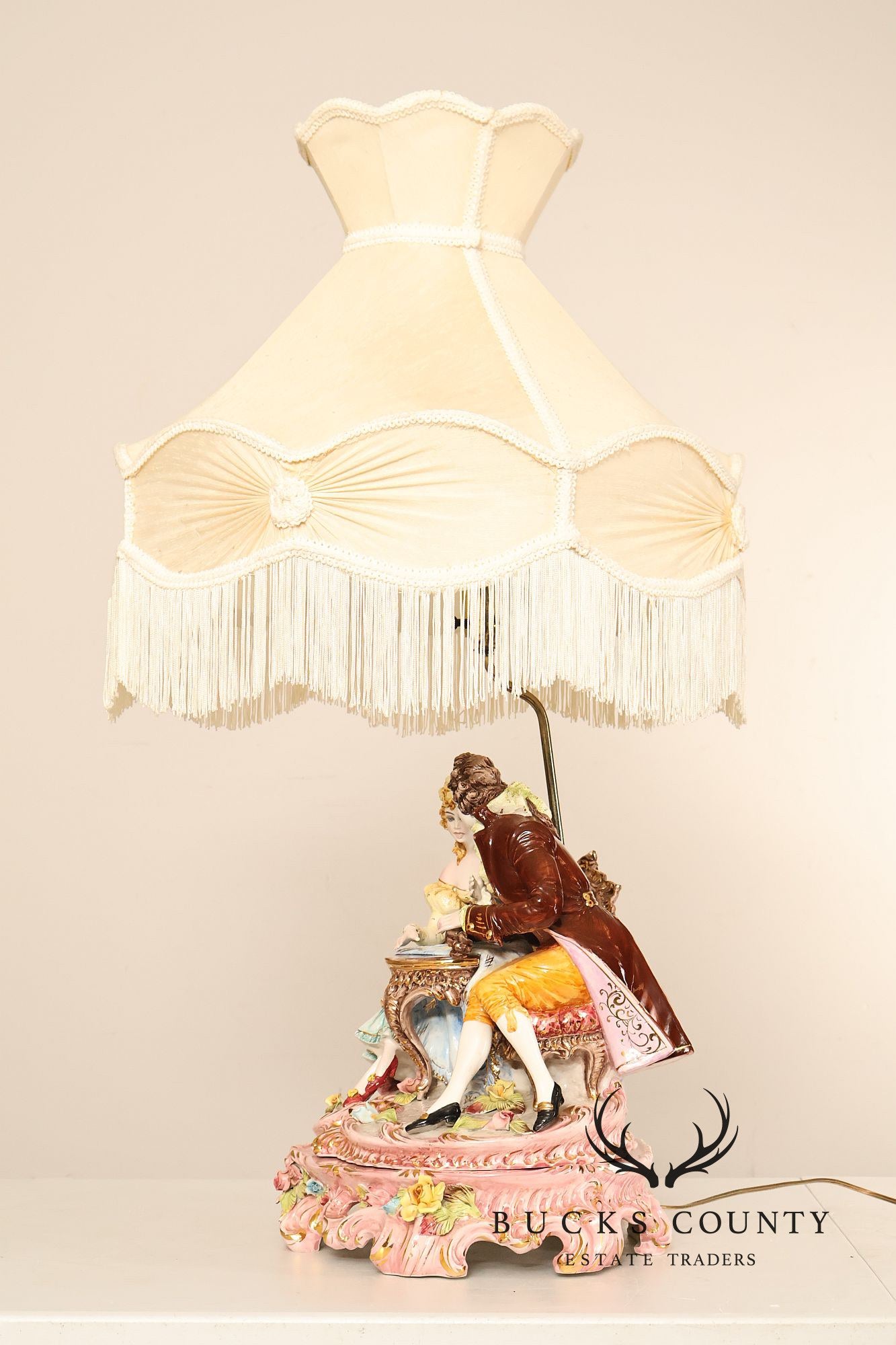Italian Hand Painted Capodimonte Porcelain Table Lamp