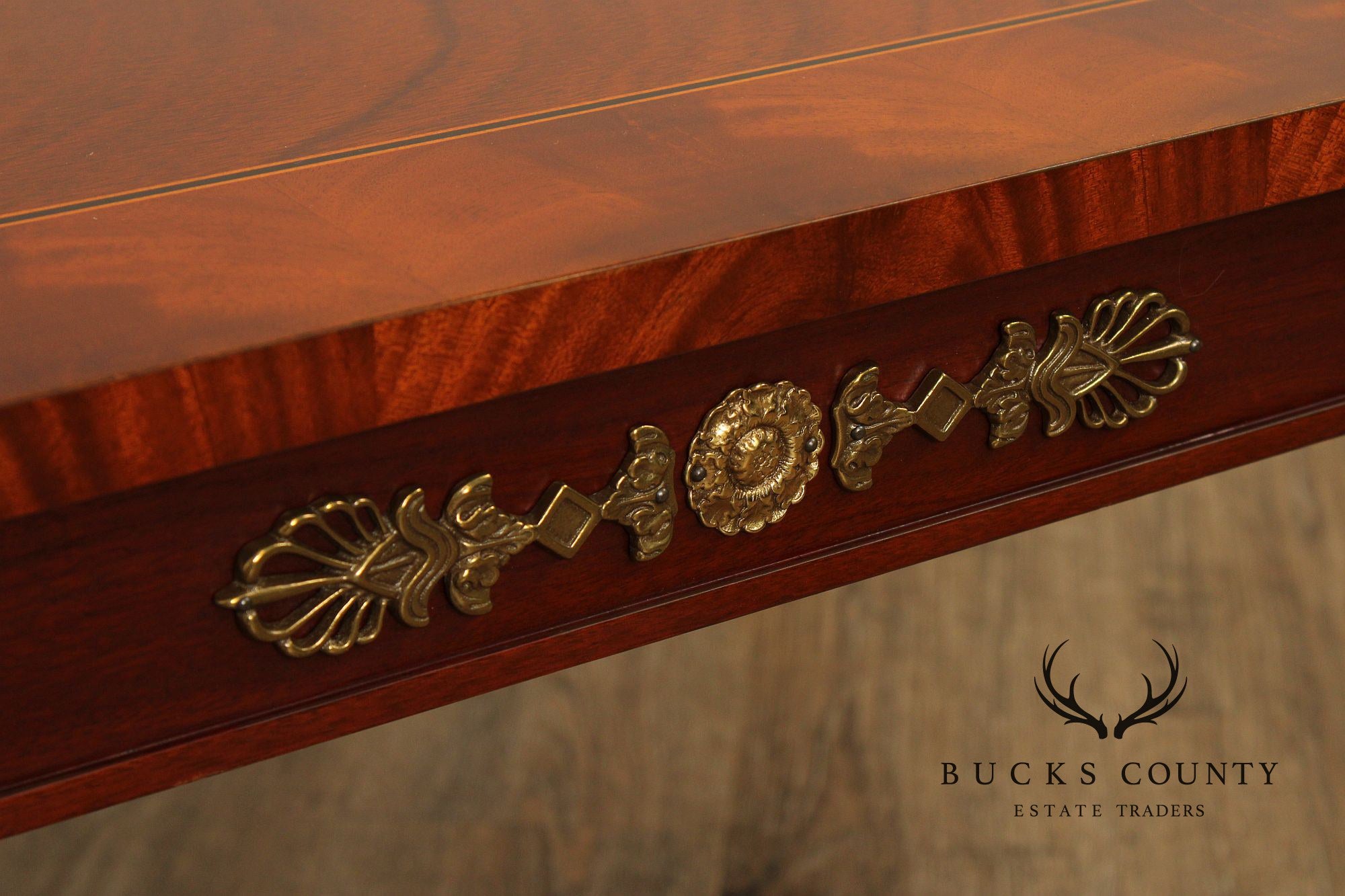 Kindel Empire Style Partial Gilt Carved Mahogany Coffee Table