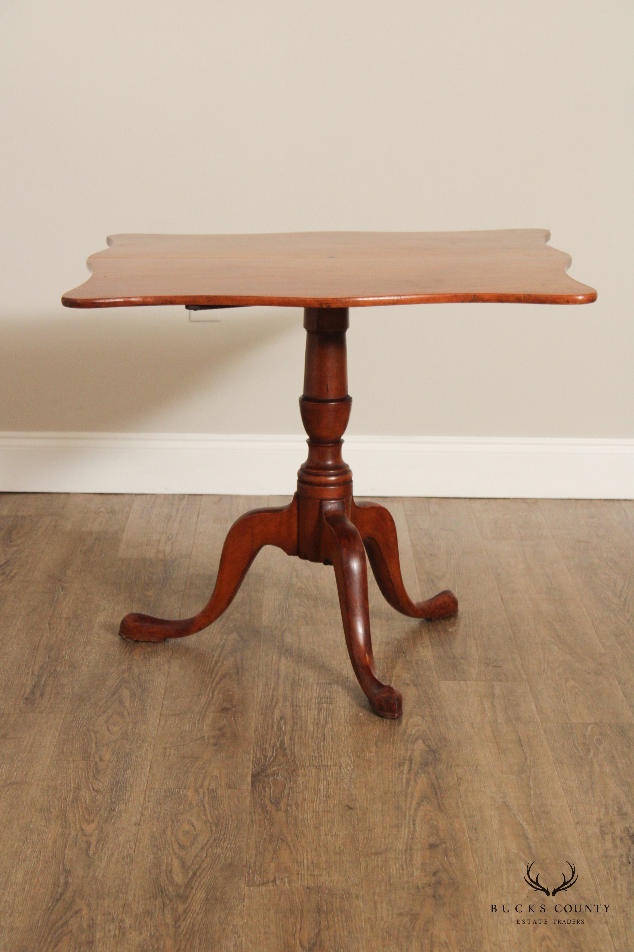 Antique Early American Cherry Tilt Top Tea Table