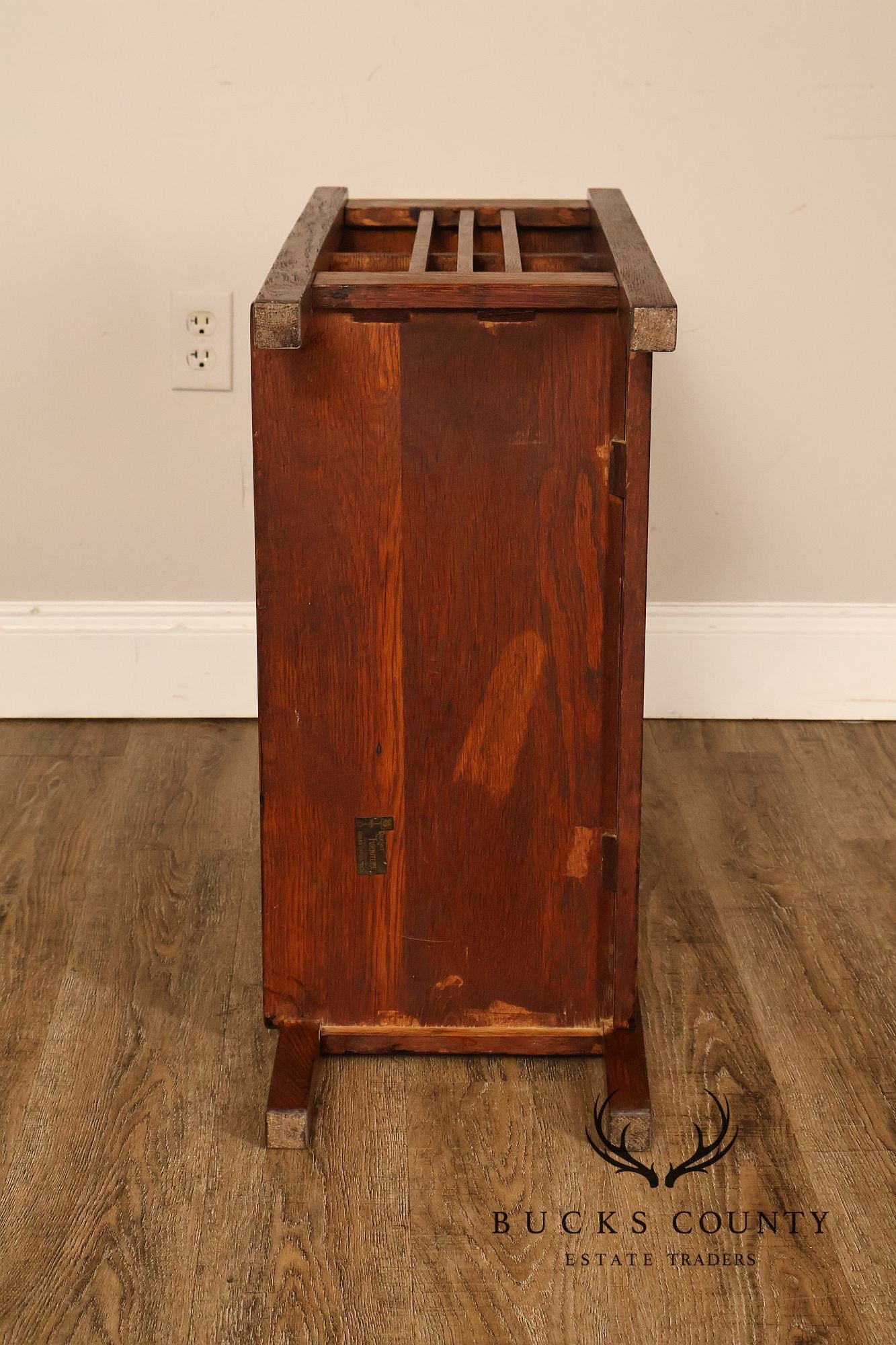 Antique Stickley Brothers Mission Oak Magazine Stand Bookcase