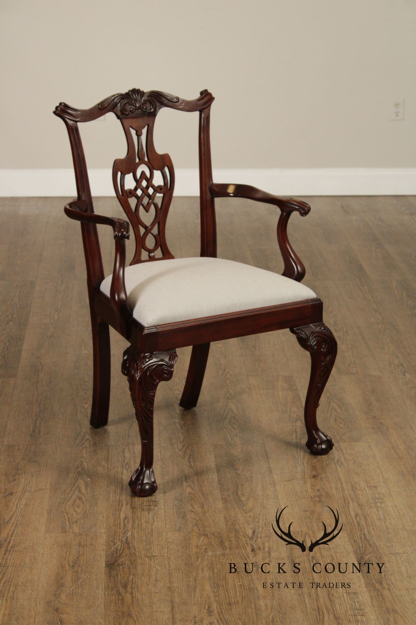 Chippendale Style Set of Eight Carved Mahogany Dining Chairs