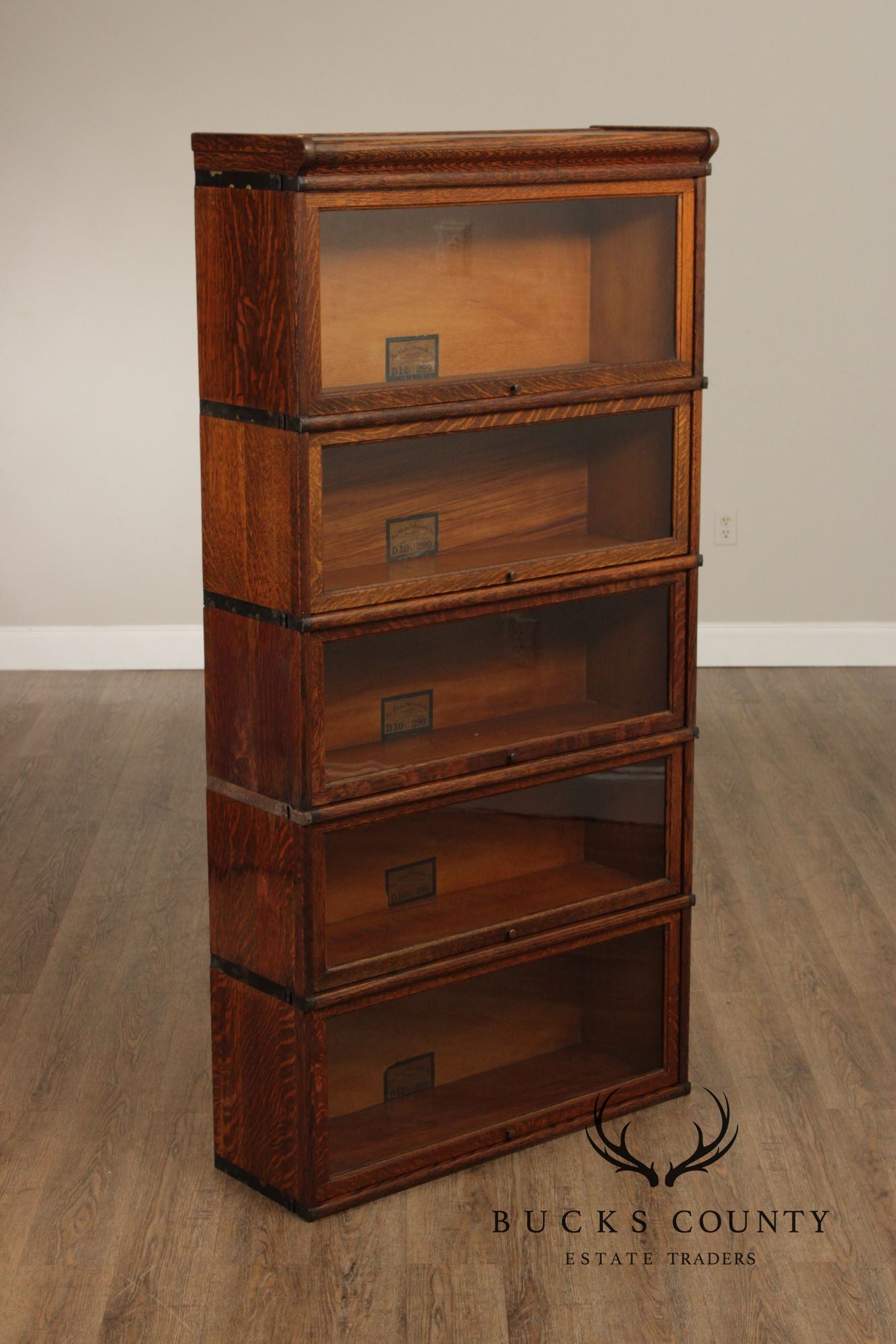 Globe Wernicke Oak Five-Stack Barrister Bookcase