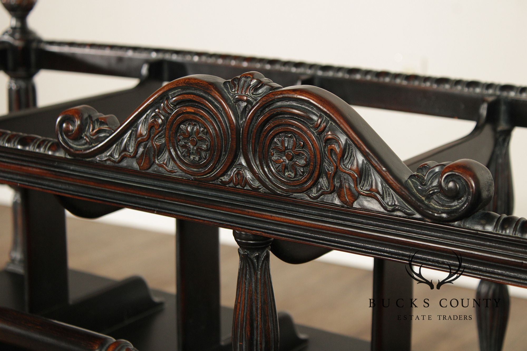 Sarried Tudor Style Ebonized Double Canterbury Magazine Rack
