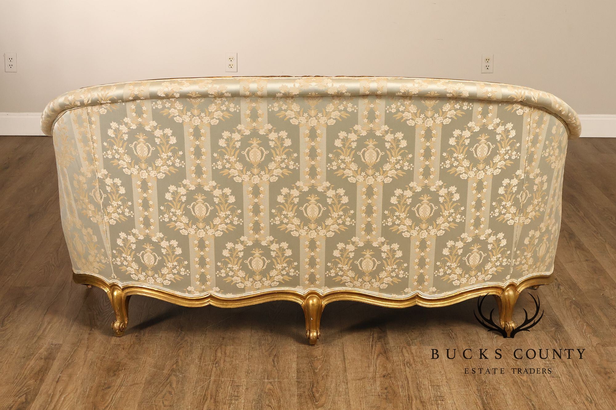 Antique French Louis XV Style Giltwood Upholstered Sofa