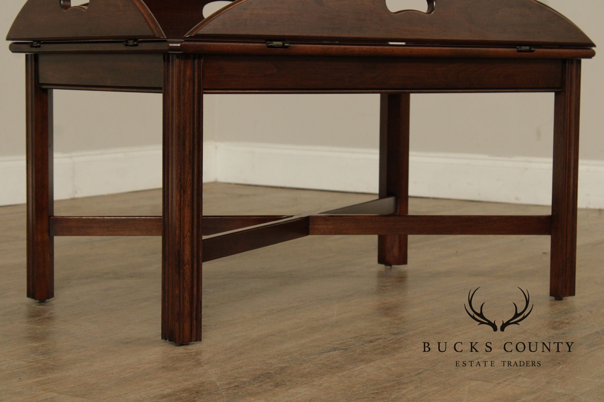 Ethan Allen Georgian Court Collection Chippendale Style Cherry Butler's Tray Coffee Table