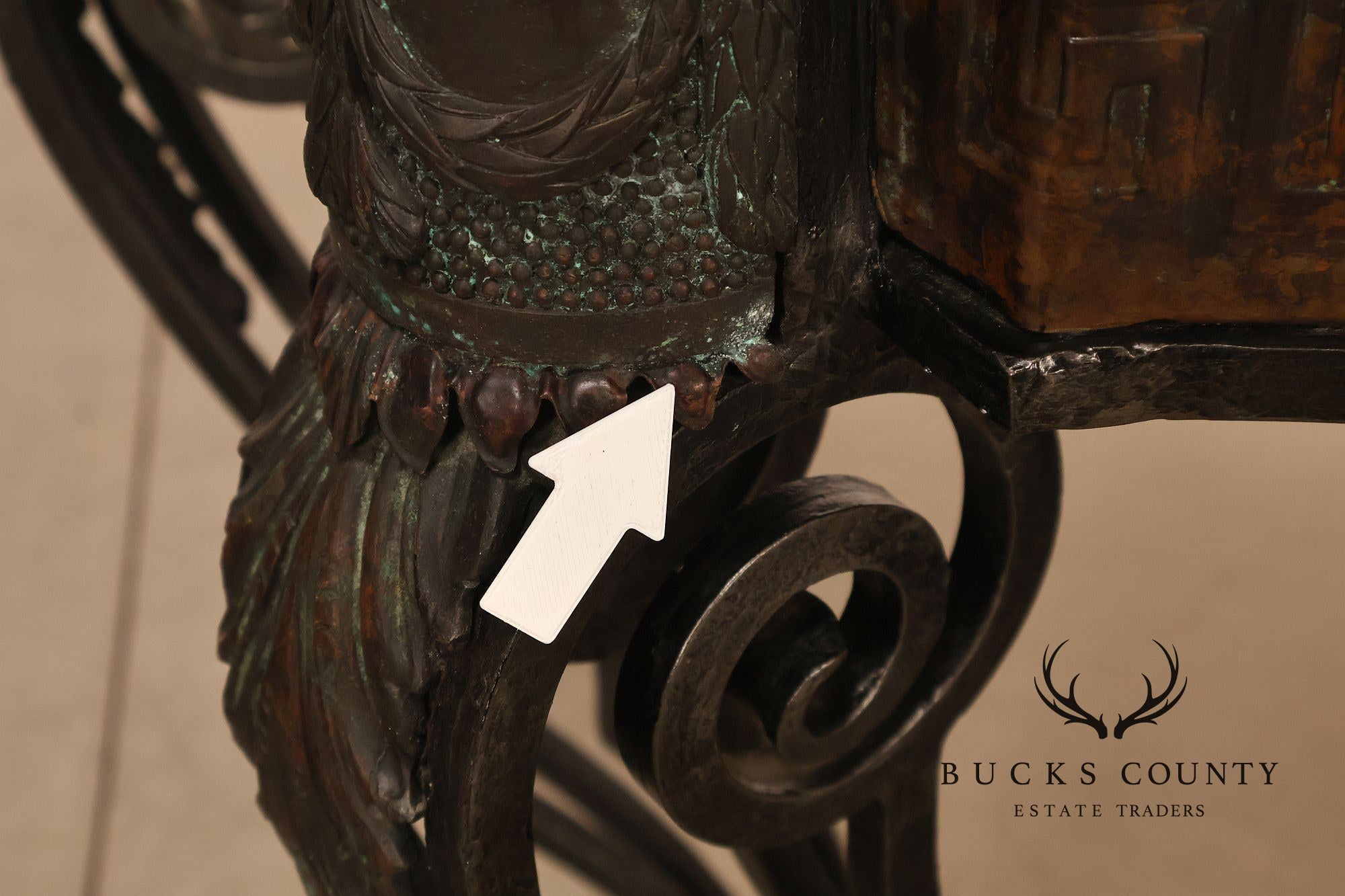 Maitland Smith Greek Key Console Table With Tessellated Marble Top