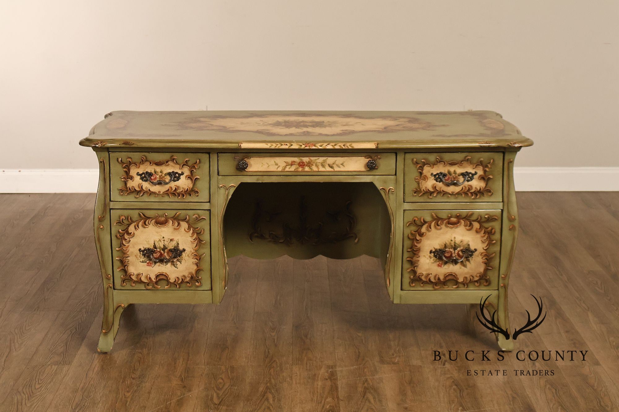 Lane Italian Rococo Style Painted Writing Desk