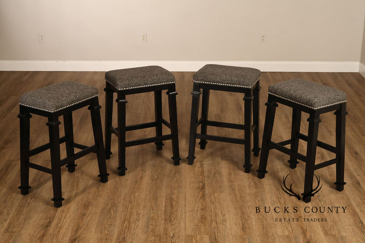 Linon Home Decor Set Of 4 Black Wood Upholstered Counter Stools