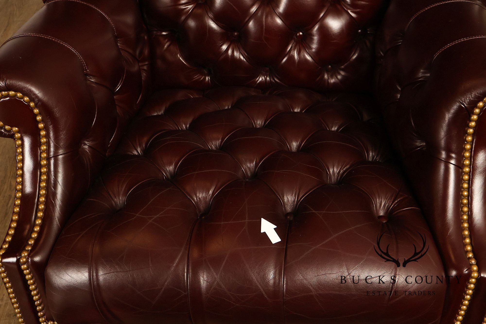 Leathercraft Chesterfield Style Tufted Oxblood Leather Wing Chair