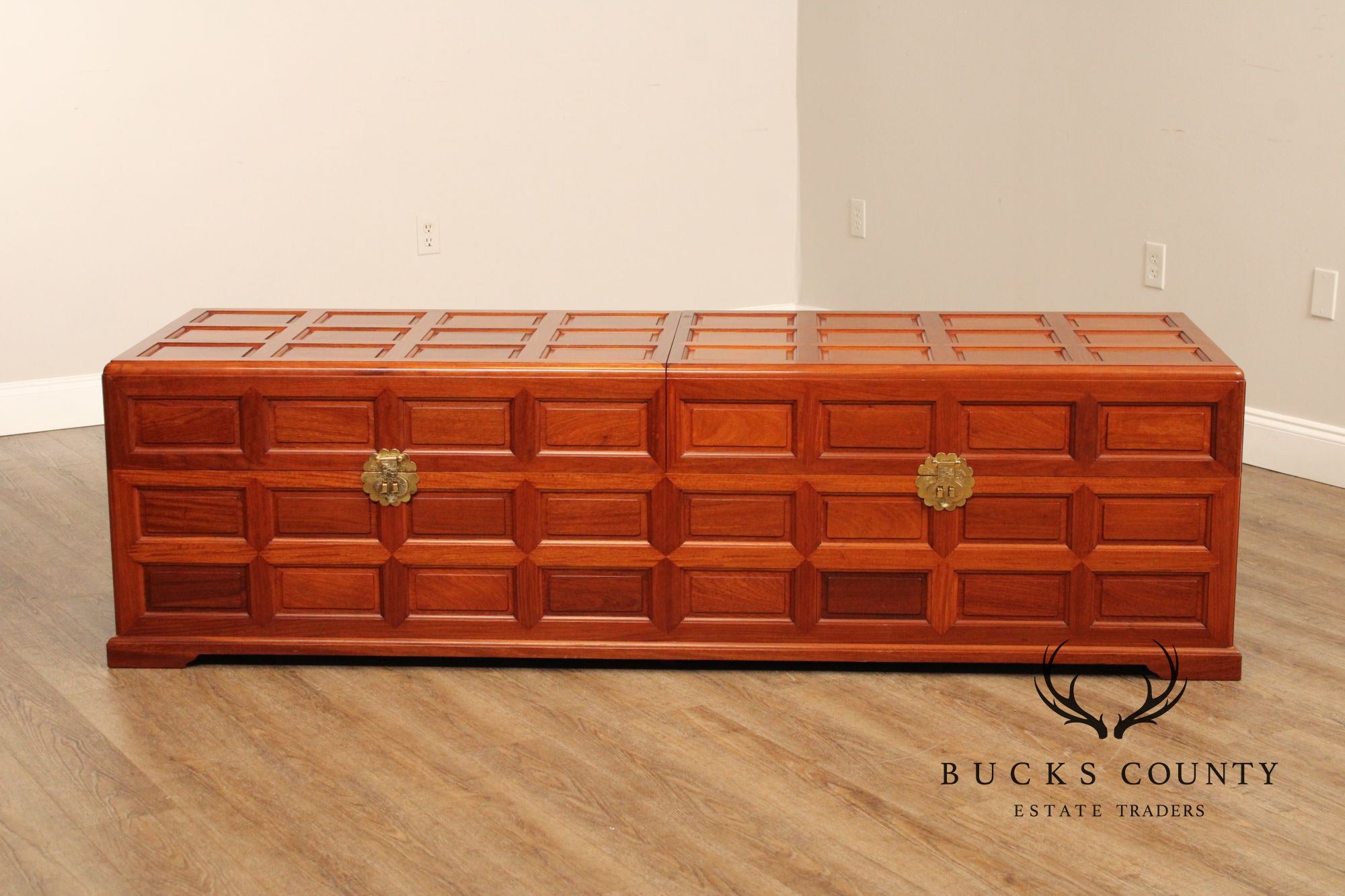 Chinese Rosewood Long Paneled Blanket Chest