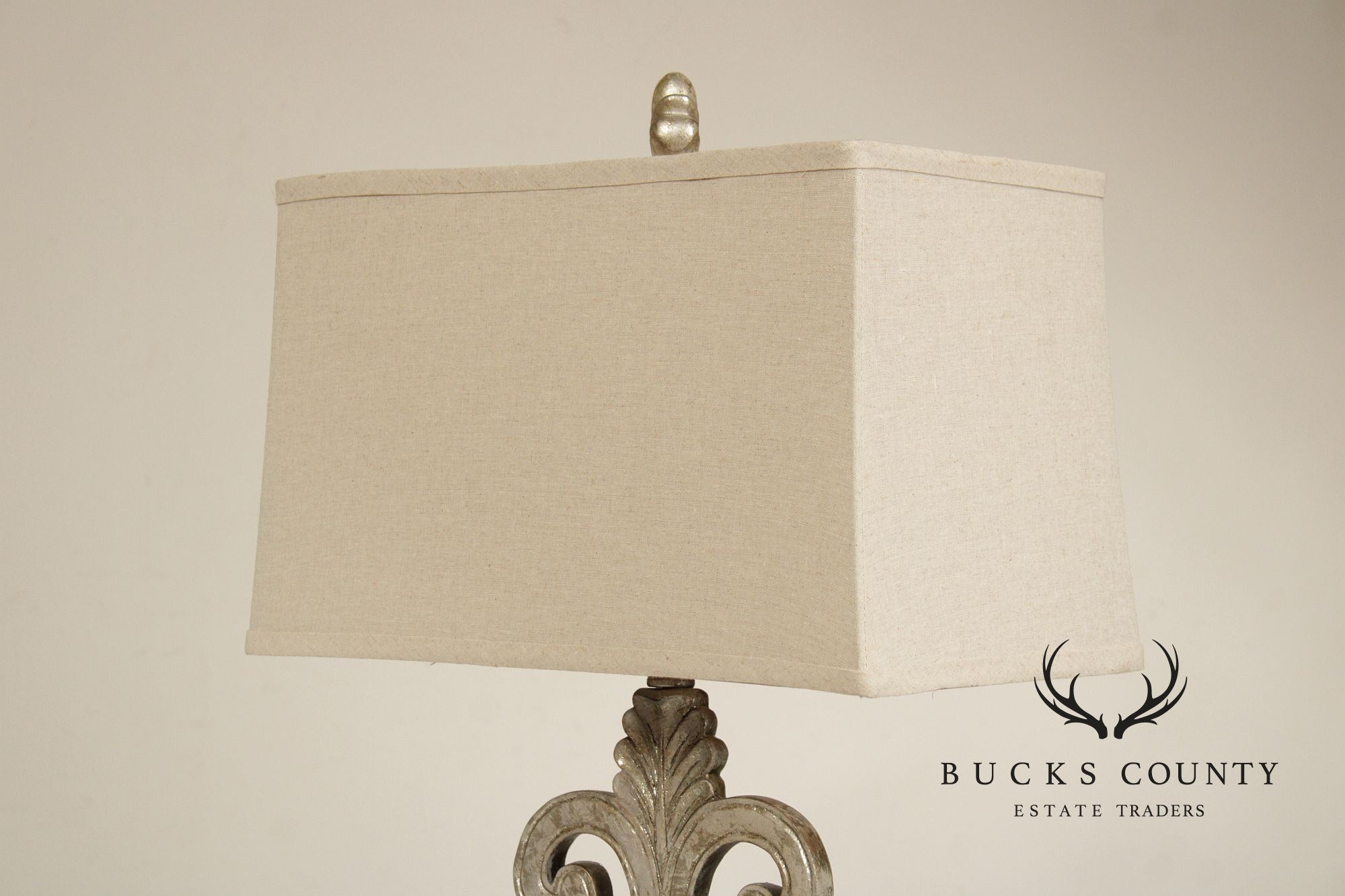 Traditional Pair of Silver Painted Table Lamps