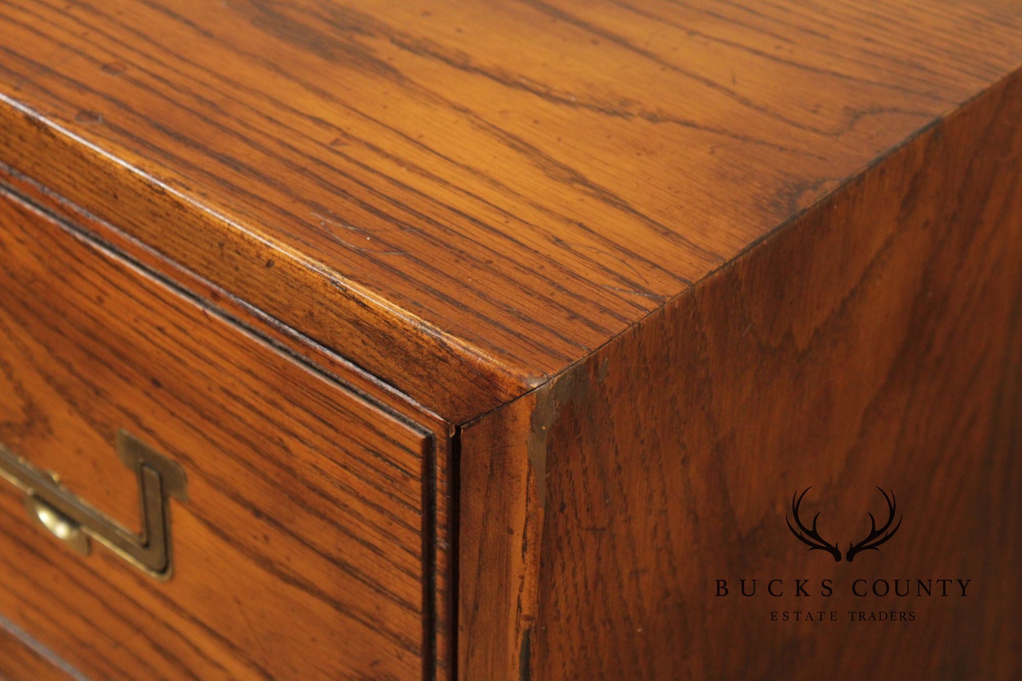 Henredon Campaign Style Oak Triple Dresser