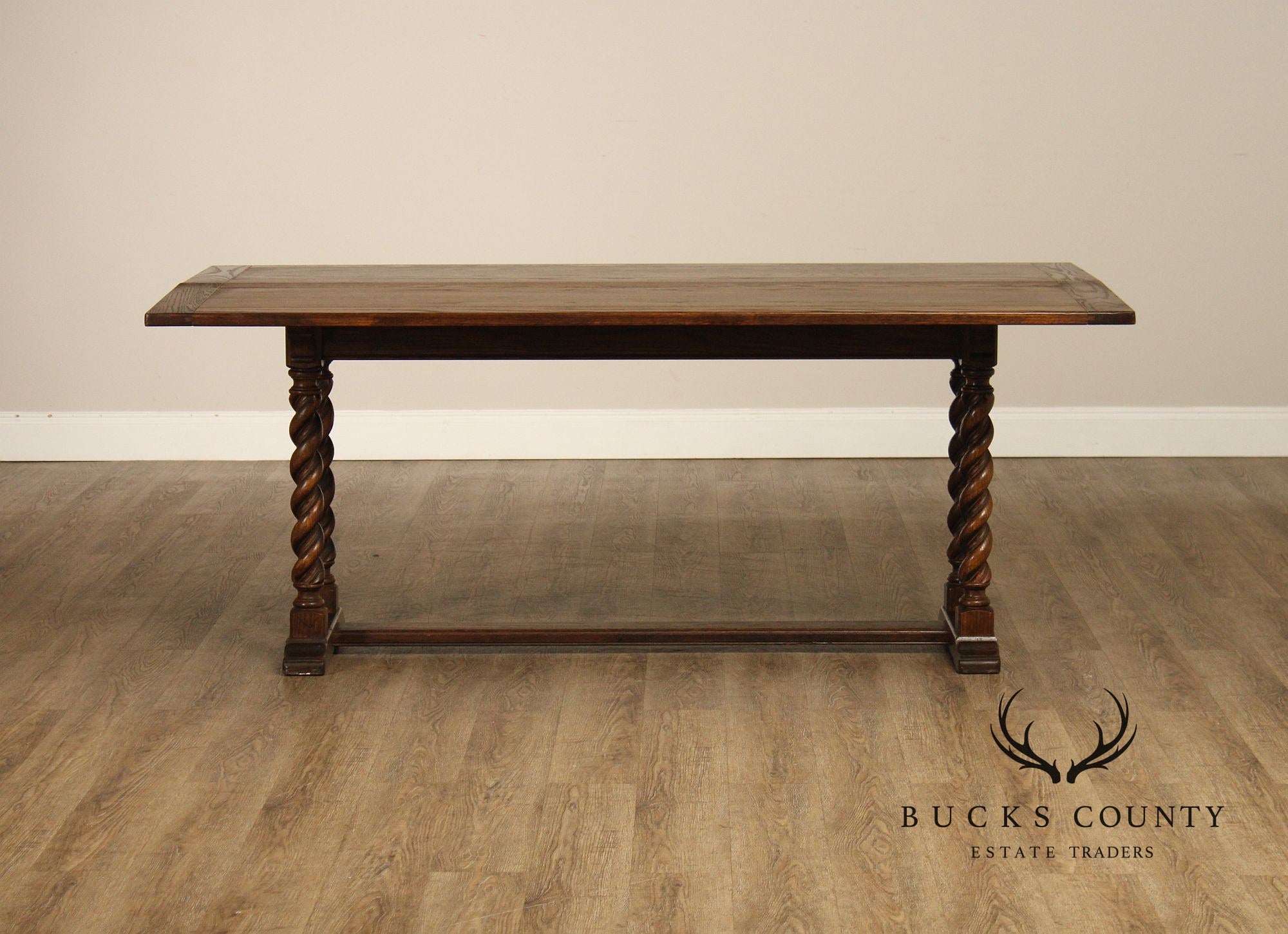 Jacobean Style Oak Barley Twist Library Console Table