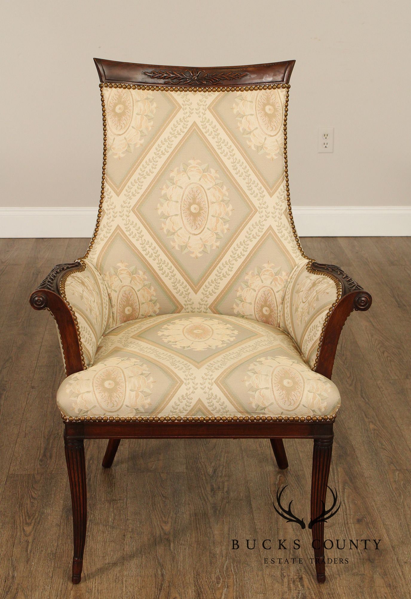 Grosfeld House Regency Style Pair of Mahogany Fireside Chairs