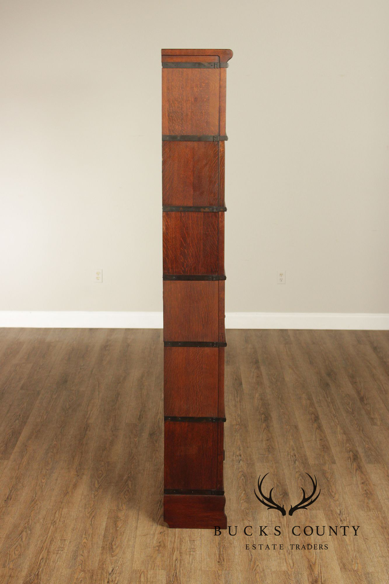 Antique Oak Five-Section Barrister Bookcase