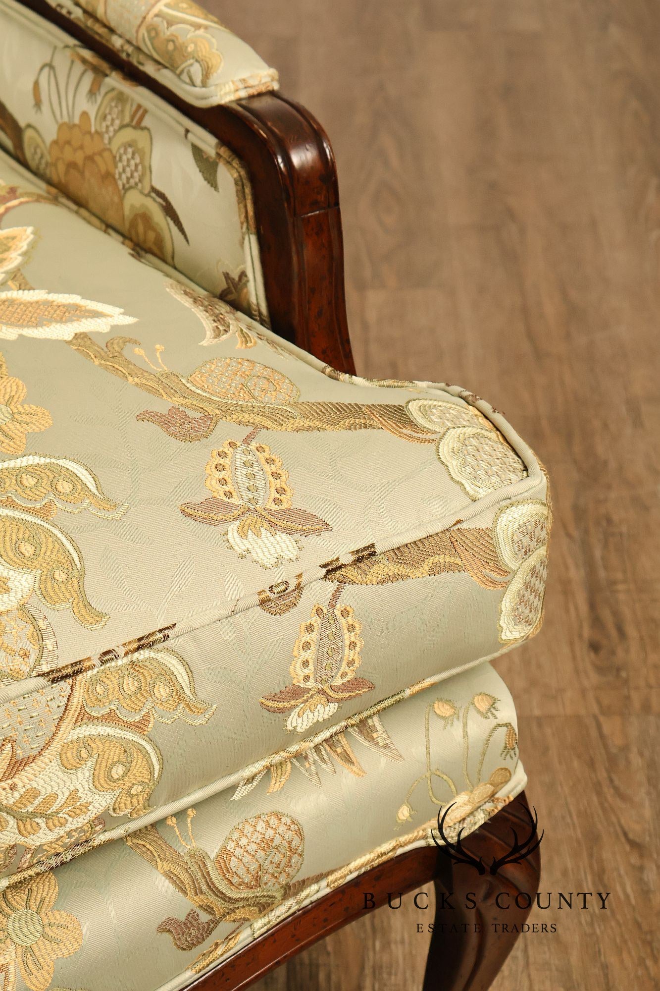 Louis XV Style Pair Of Bergere Upholstered Lounge Chairs