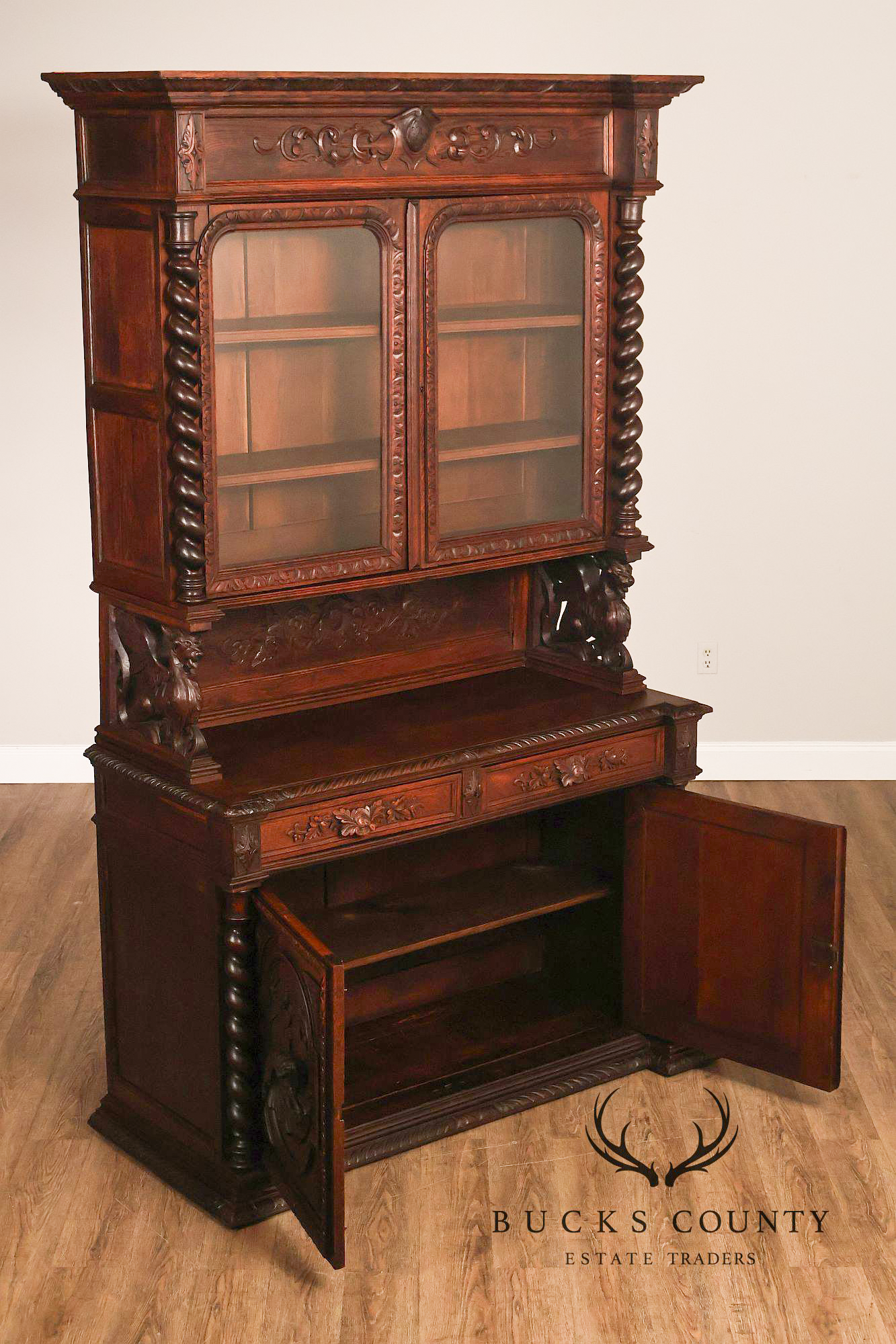 French Renaissance Revival Carved Oak Buffet