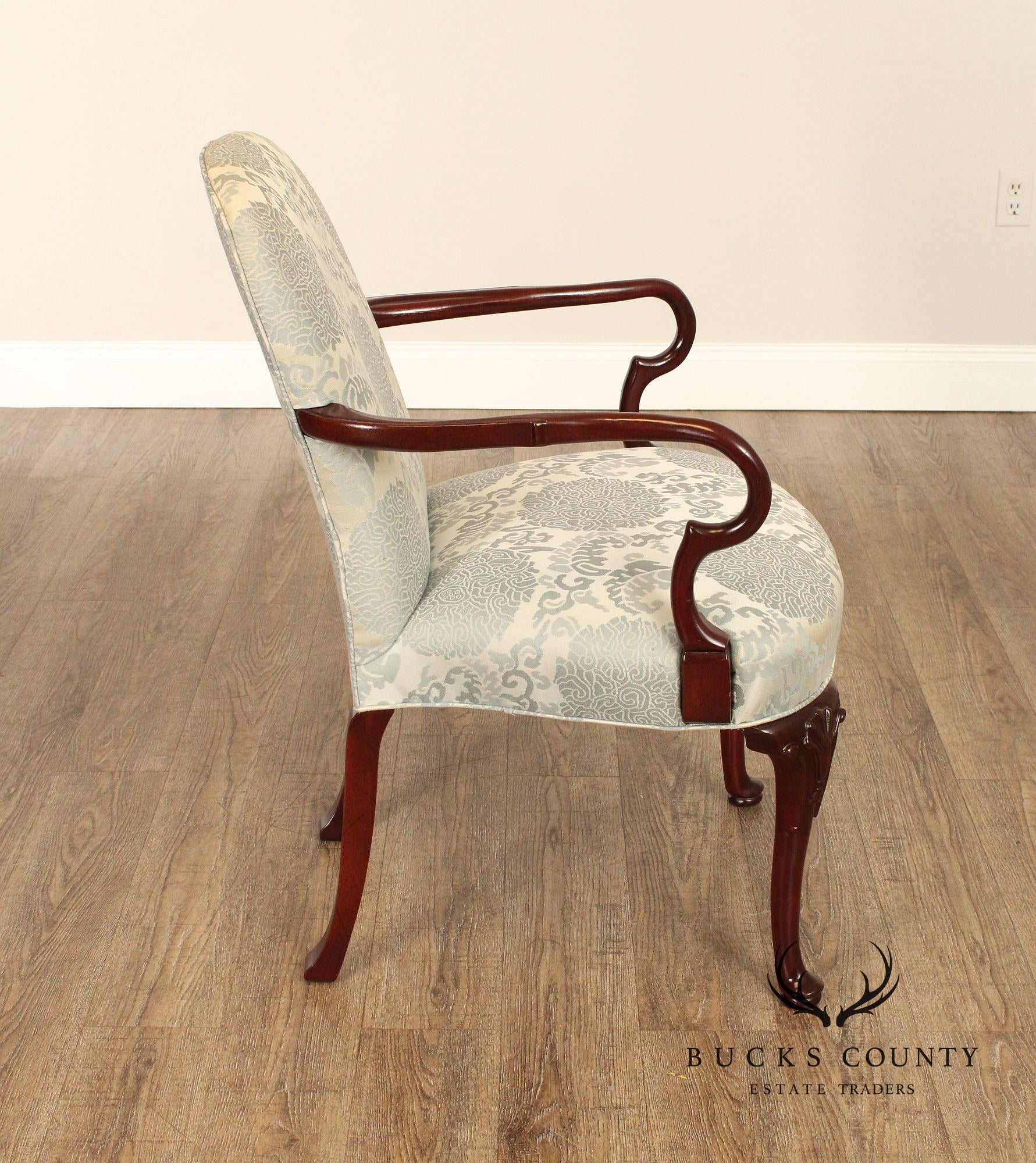 Hickory Chair Queen Anne Style Mahogany Armchair