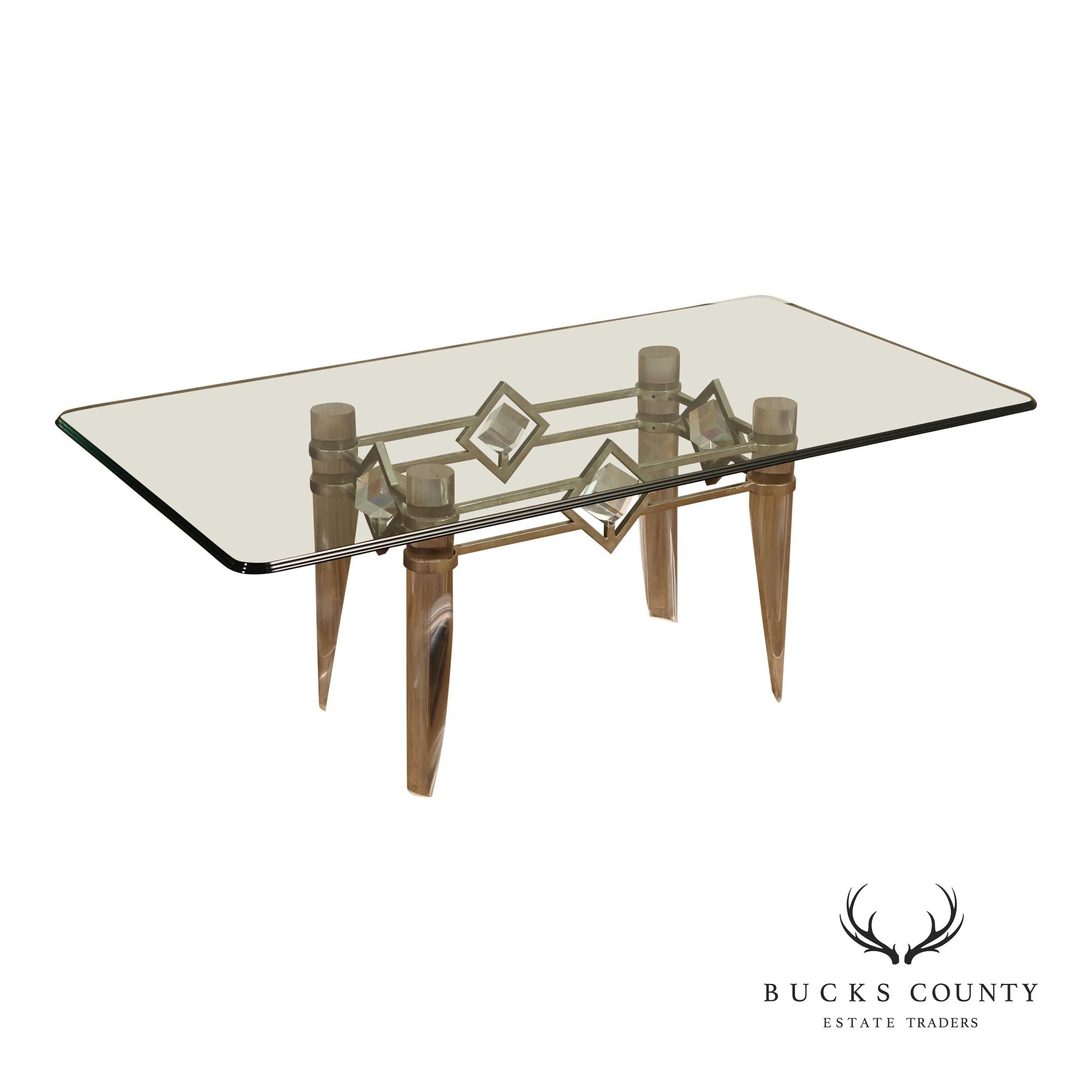 Pietro Costantini For Ello Glass Top Dining Table With Sculptural Base
