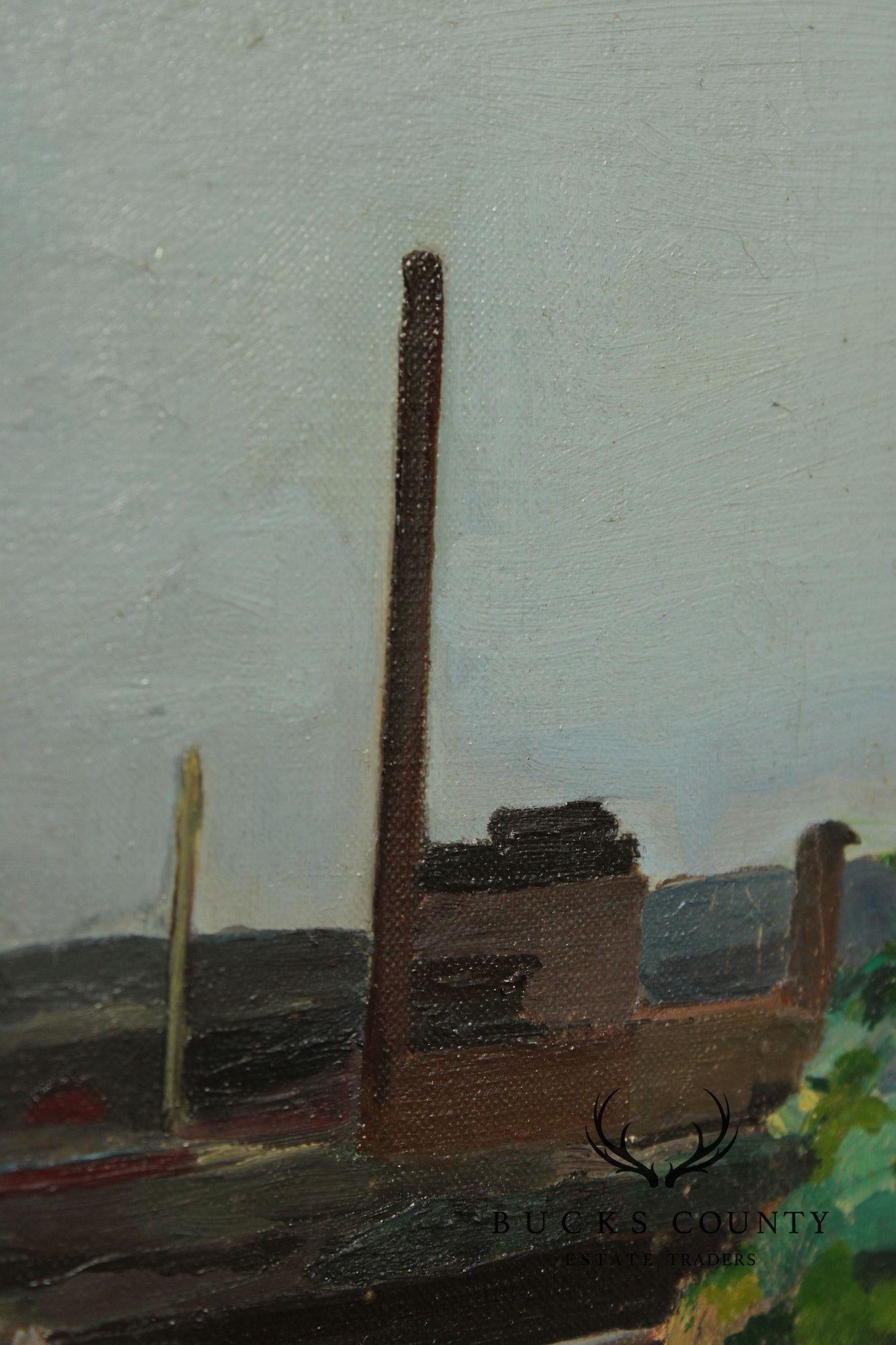 Ben Levene Original Oil Painting, Industrial Landscape