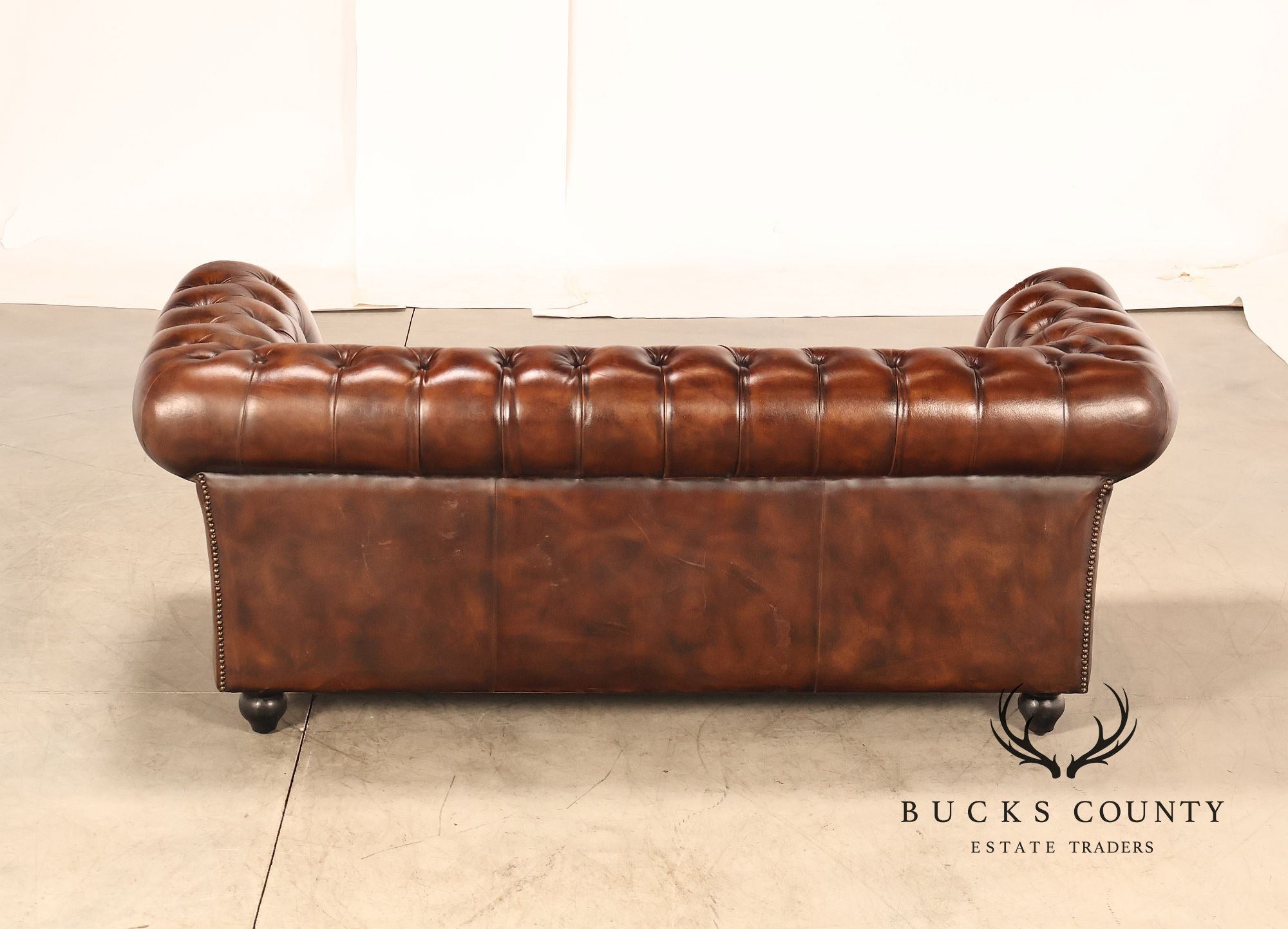 Chesterfield Style Brown Leather Sofa