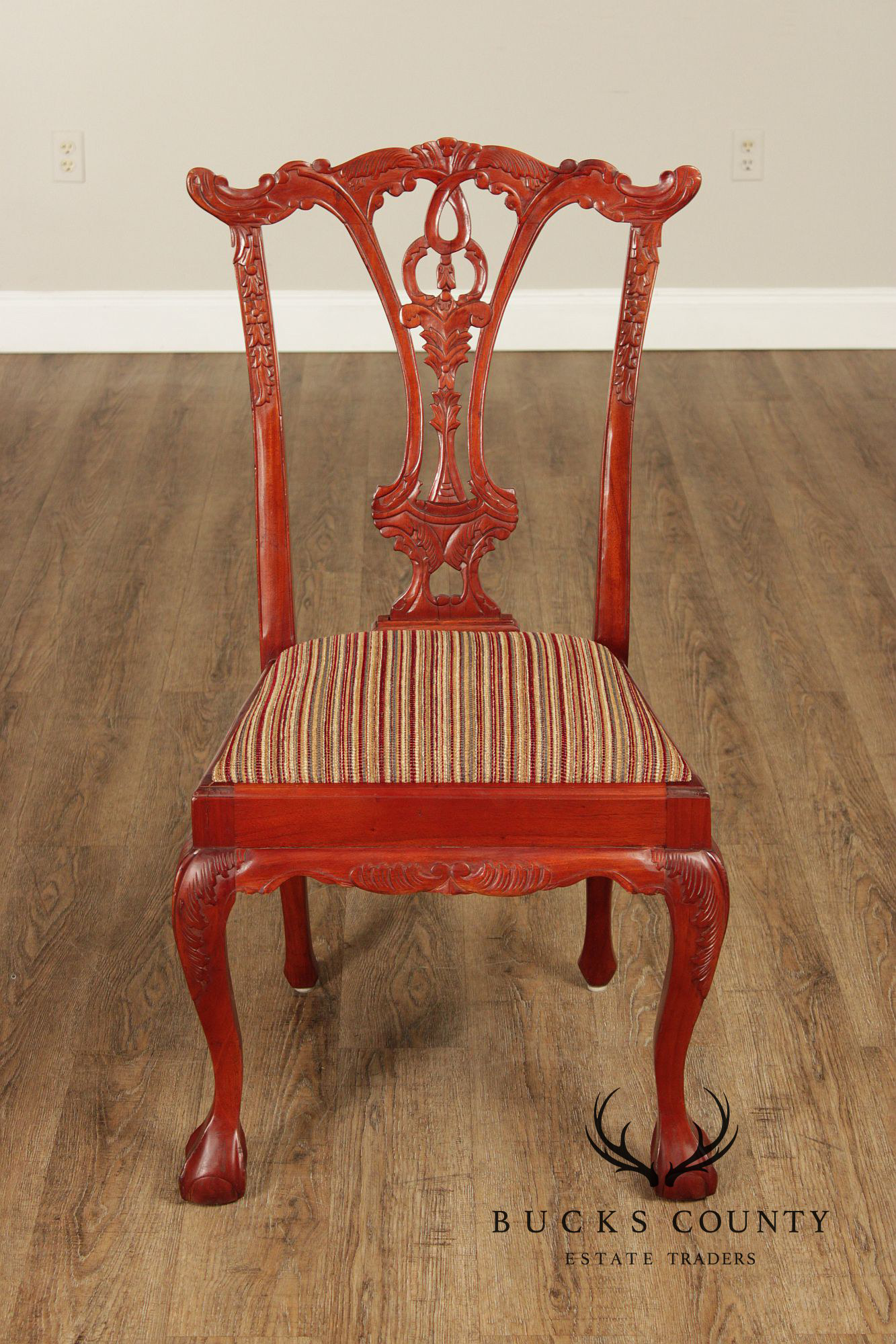Chippendale Style Set of Four Carved Mahogany Dining Chairs