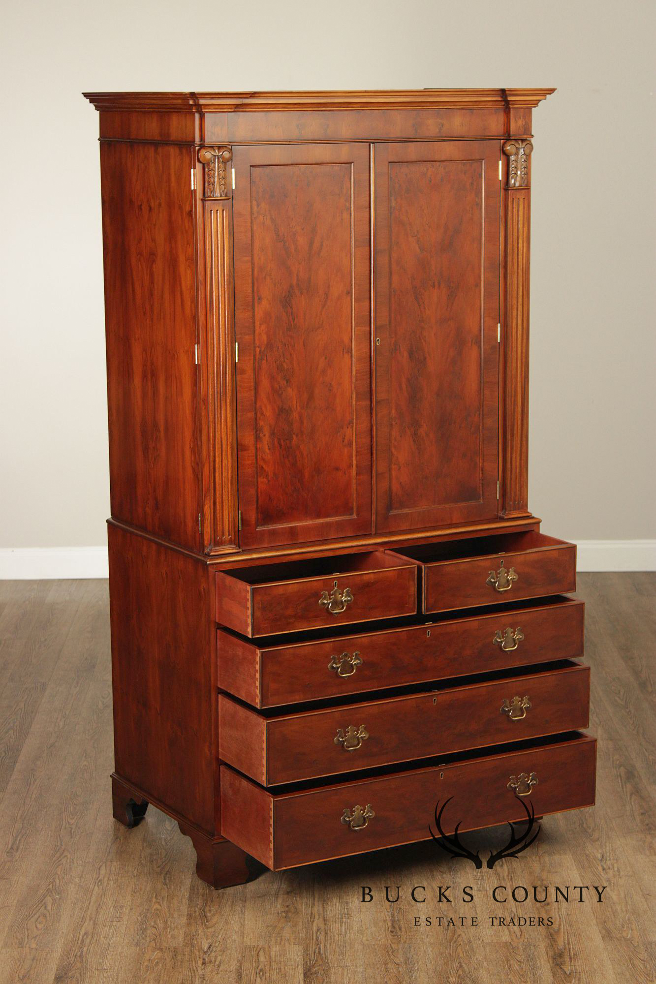 Trosby Furniture English Mahogany Armoire Cabinet
