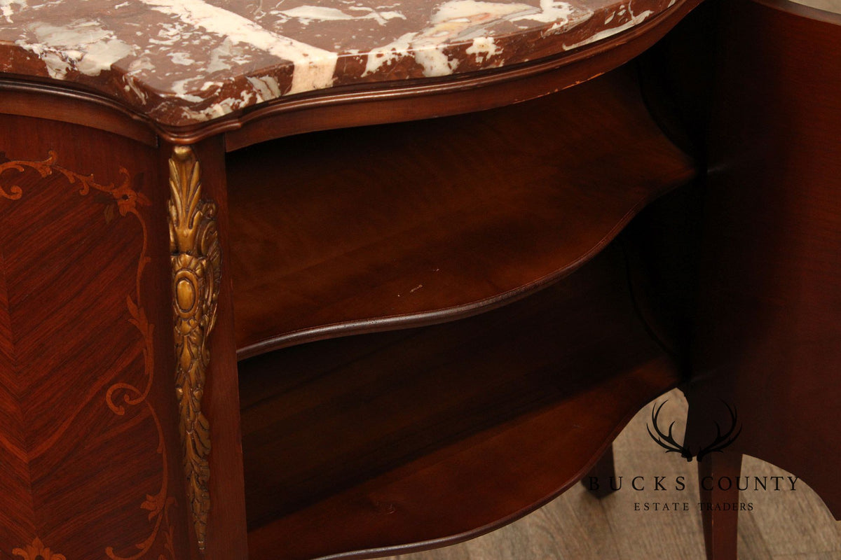 French Louis XV Style Ormolu Mounted Marquetry Bombe Chest