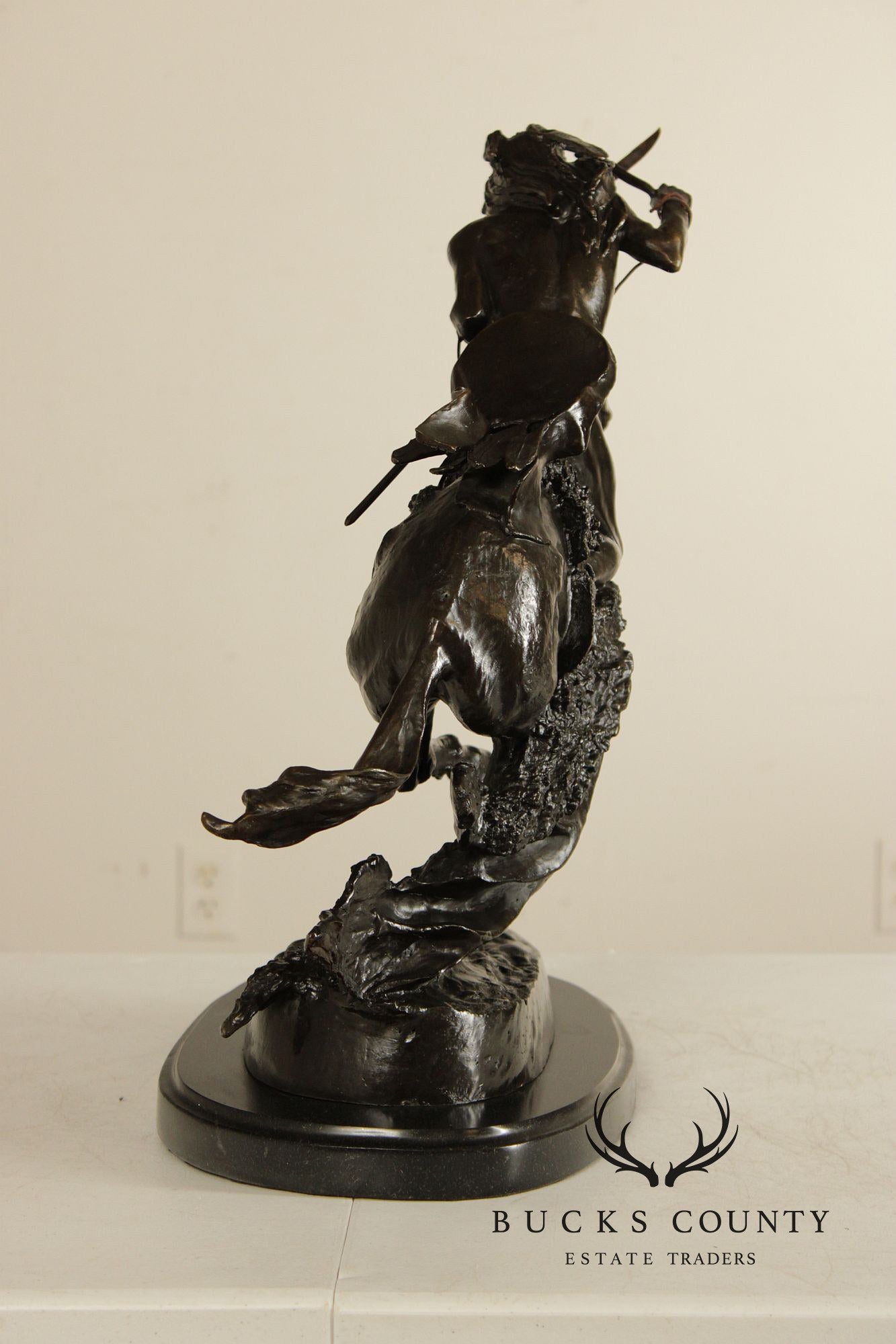 Frederic Remington 'Cheyenne' Native American Equestrian Bronze Sculpture