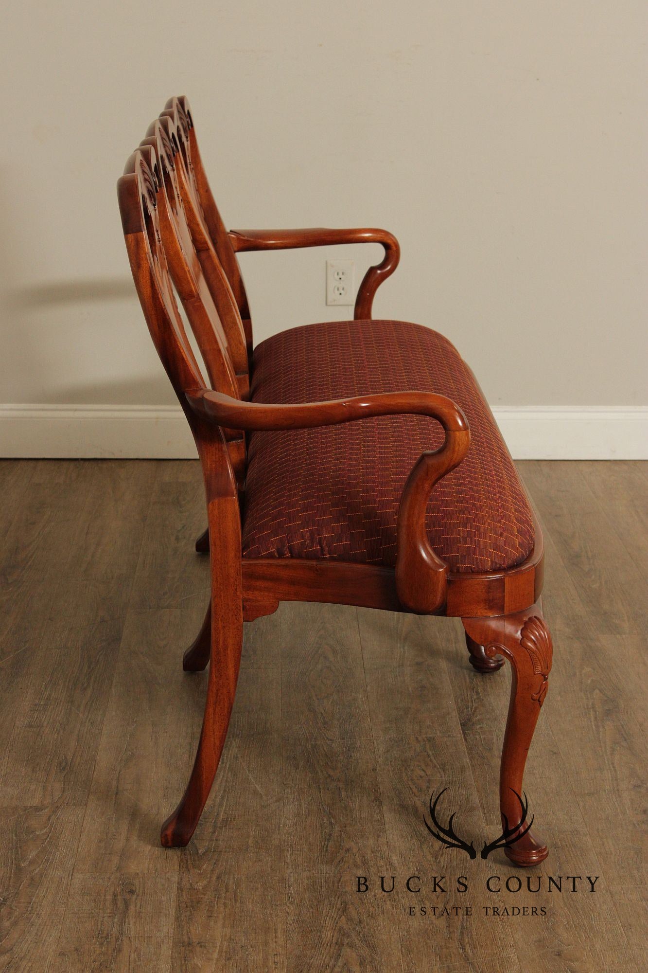 Georgian Furnishing Co. Queen Anne Style Mahogany Triple Back Settee