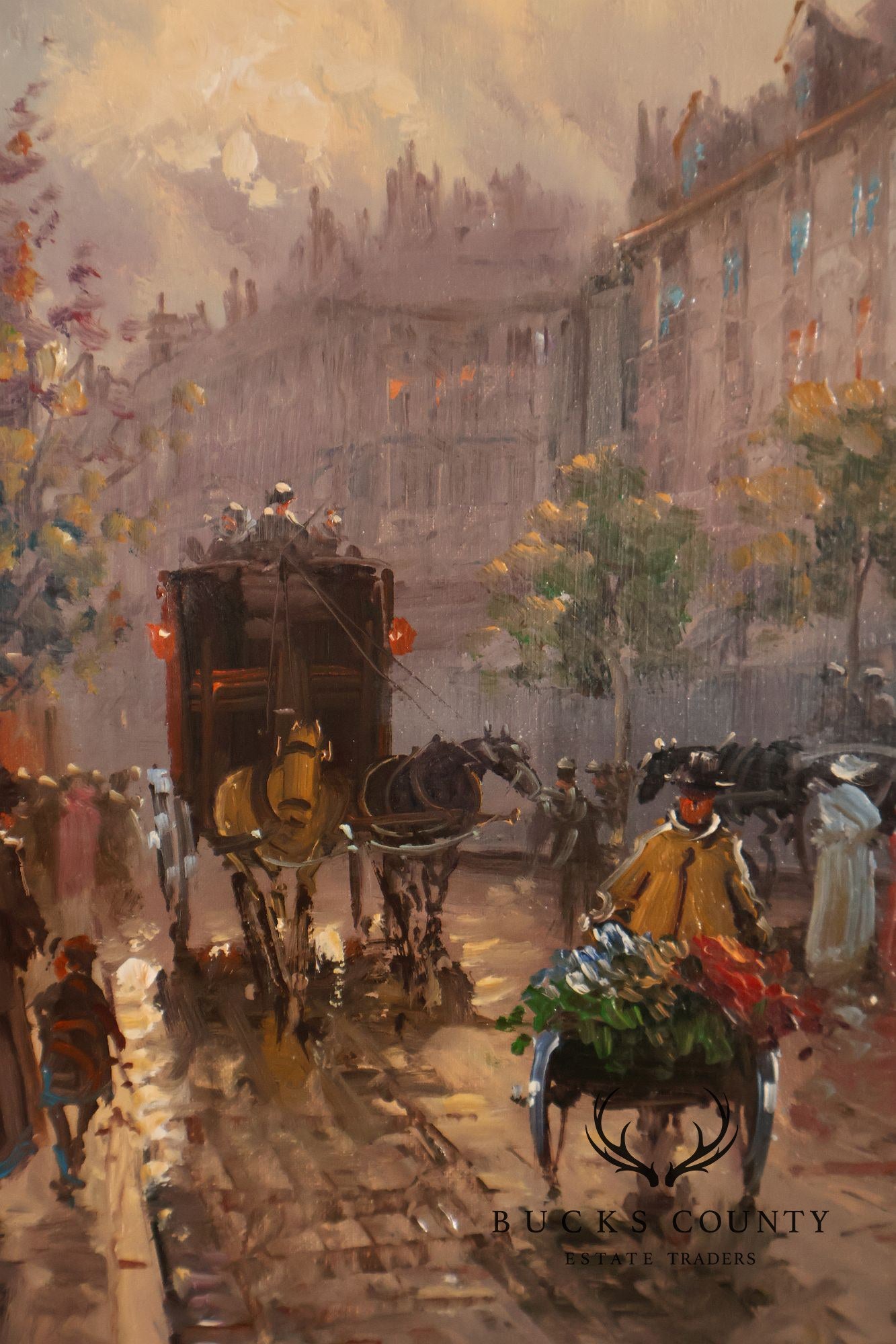 E. Payes Framed Parisian Street Scene Oil Painting