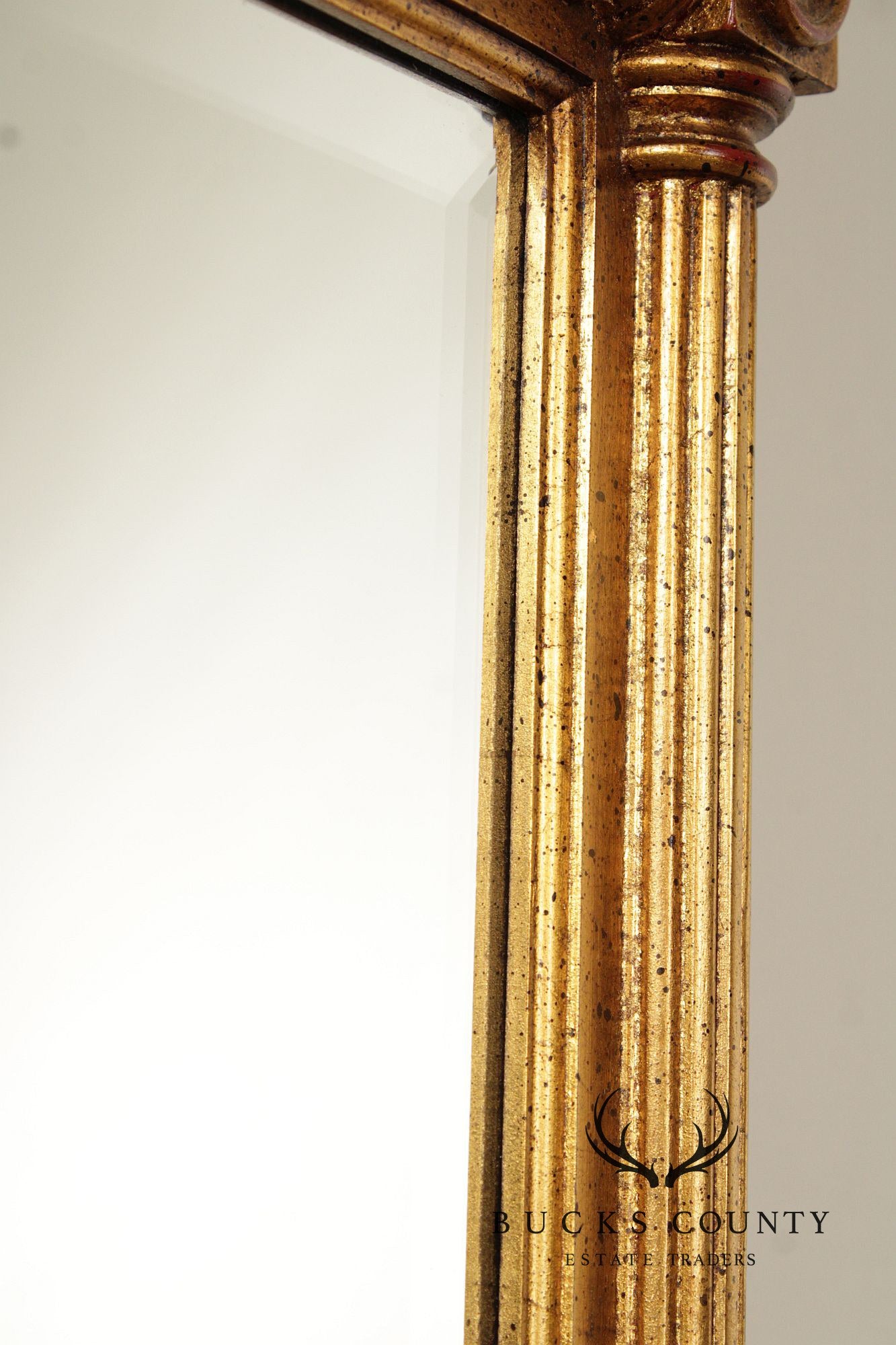 Vintage Eglomise and Giltwood Empire Style Trumeau Mirror