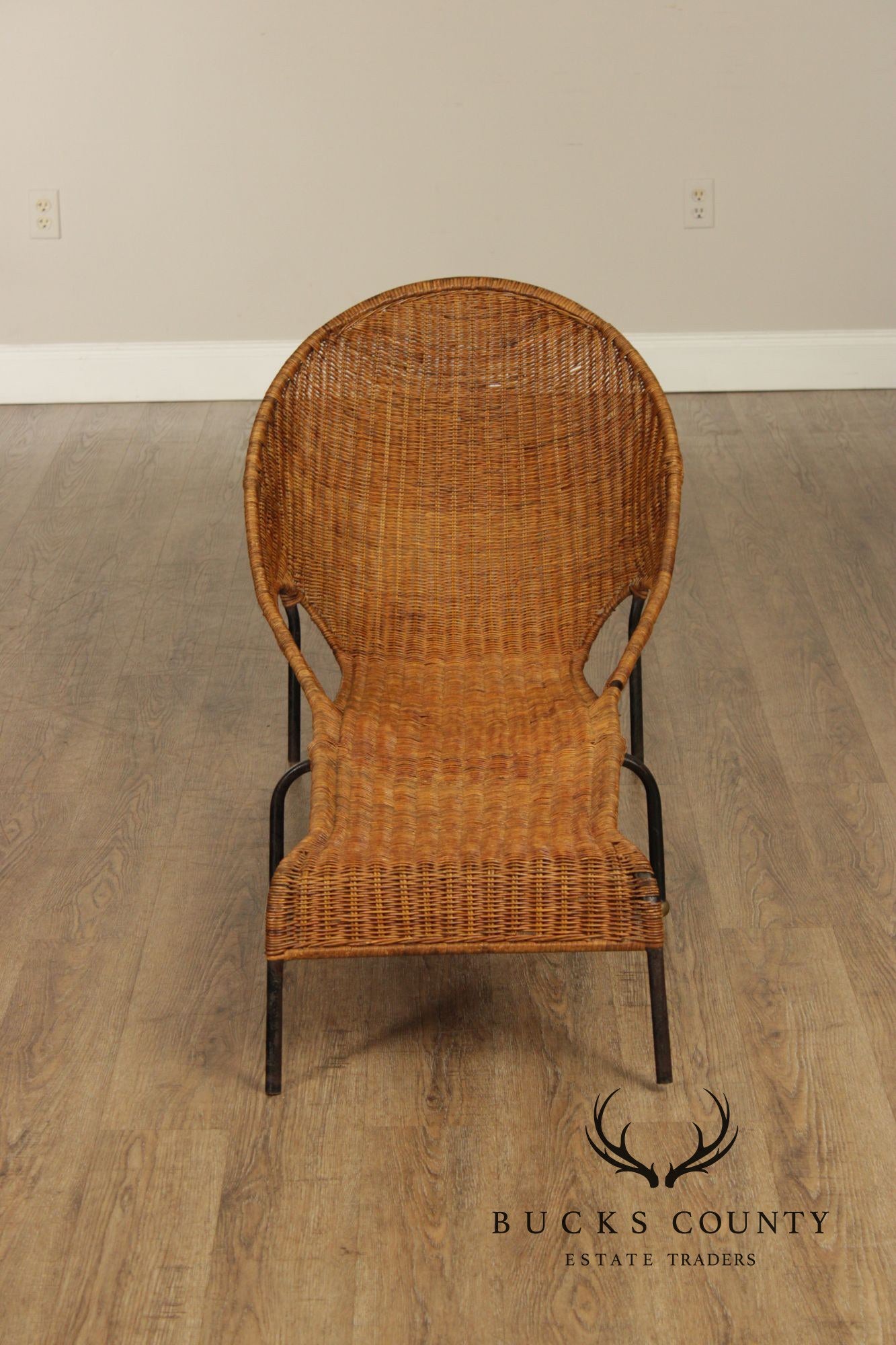 Francis Mair Attributed Mid Century Modern Wicker Lounge Chair