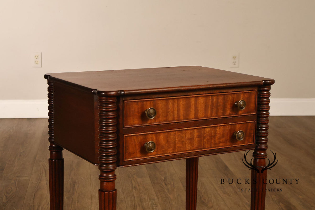 Federal Sheraton Style Mahogany Two-Drawer Side Table